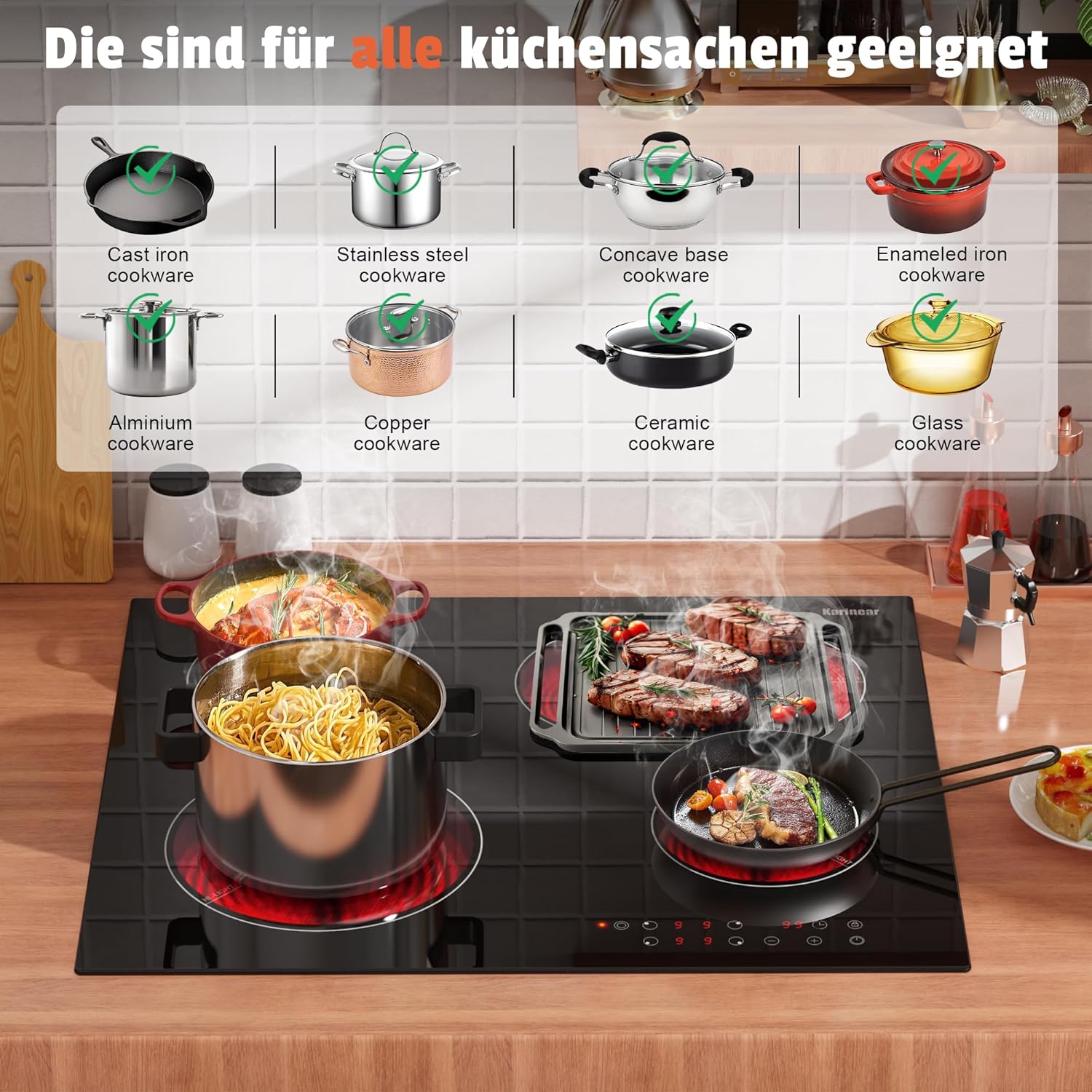 Thumbnail 5 de Karinear Glaskeramikkochfeld 4 Platten 6600 W