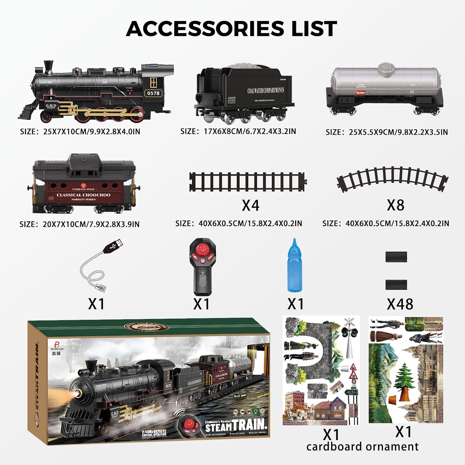 Detalle 2 de BUBUQE LCF2400233-CA Remote Control Train Set with Smoke, Whistle and Lights