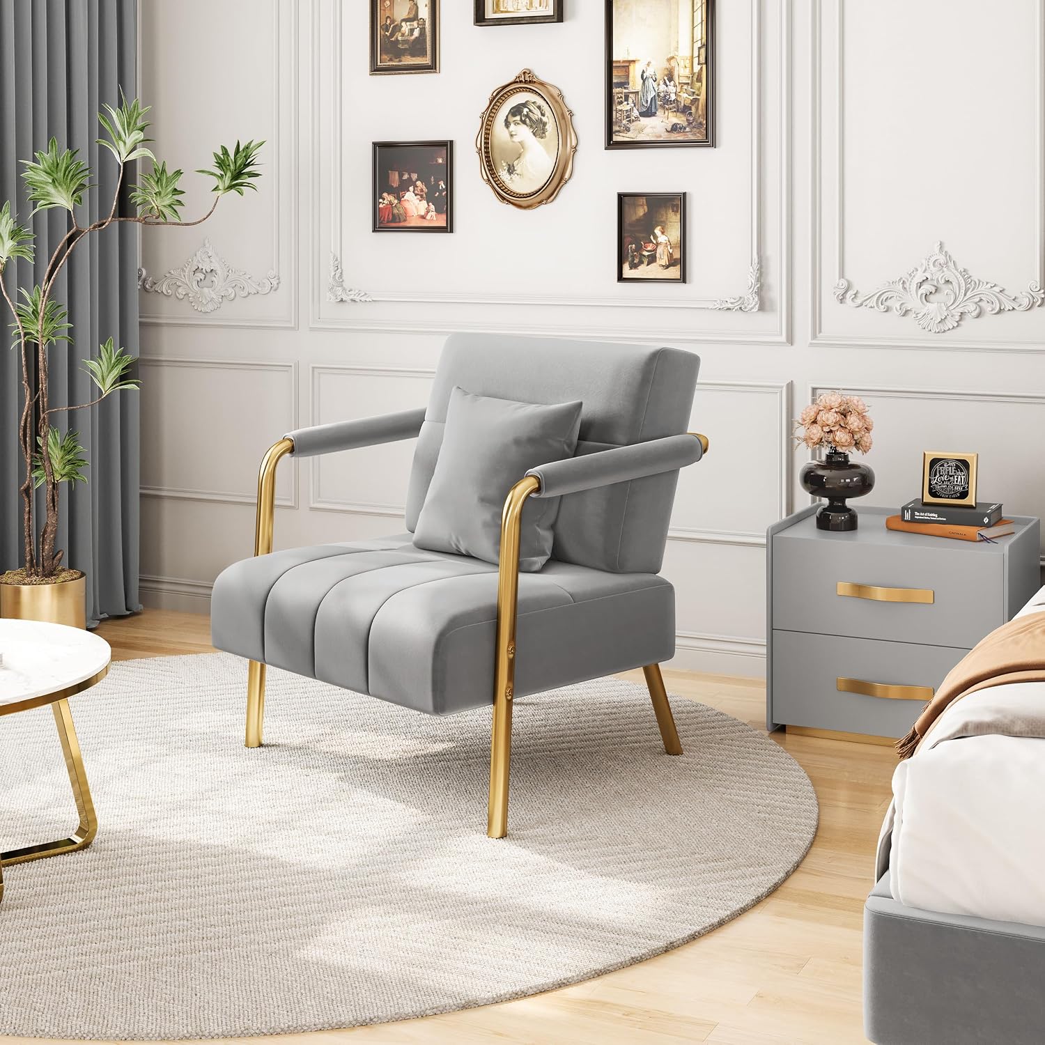 Detalle 2 de Yaheetech Divano Imbottito con Braccioli 75,5×72,5 cm