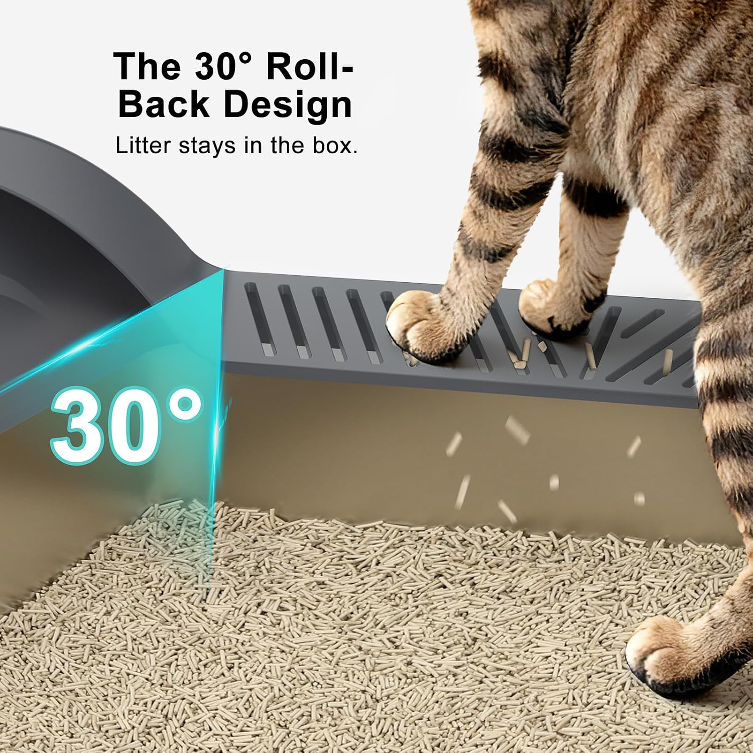 Detalle 1 de AIPERRO Stainless steel litter box, XL stainless steel cat pan with high sides