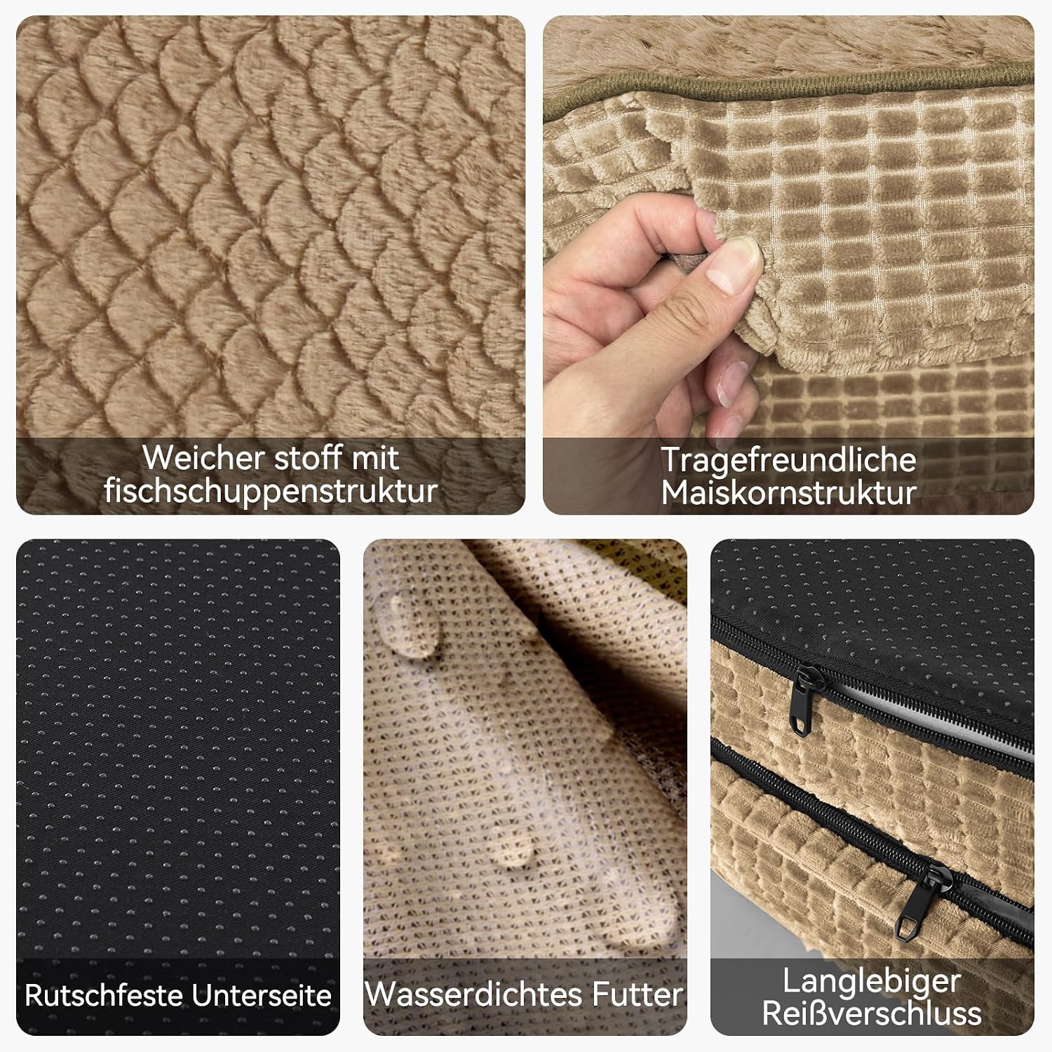 Detalle de Pawk Orthopädisches Hundebett Mittlere Größe – Vierseitige Nackenrolle, Memory Foam, wasserdicht und abnehmbar