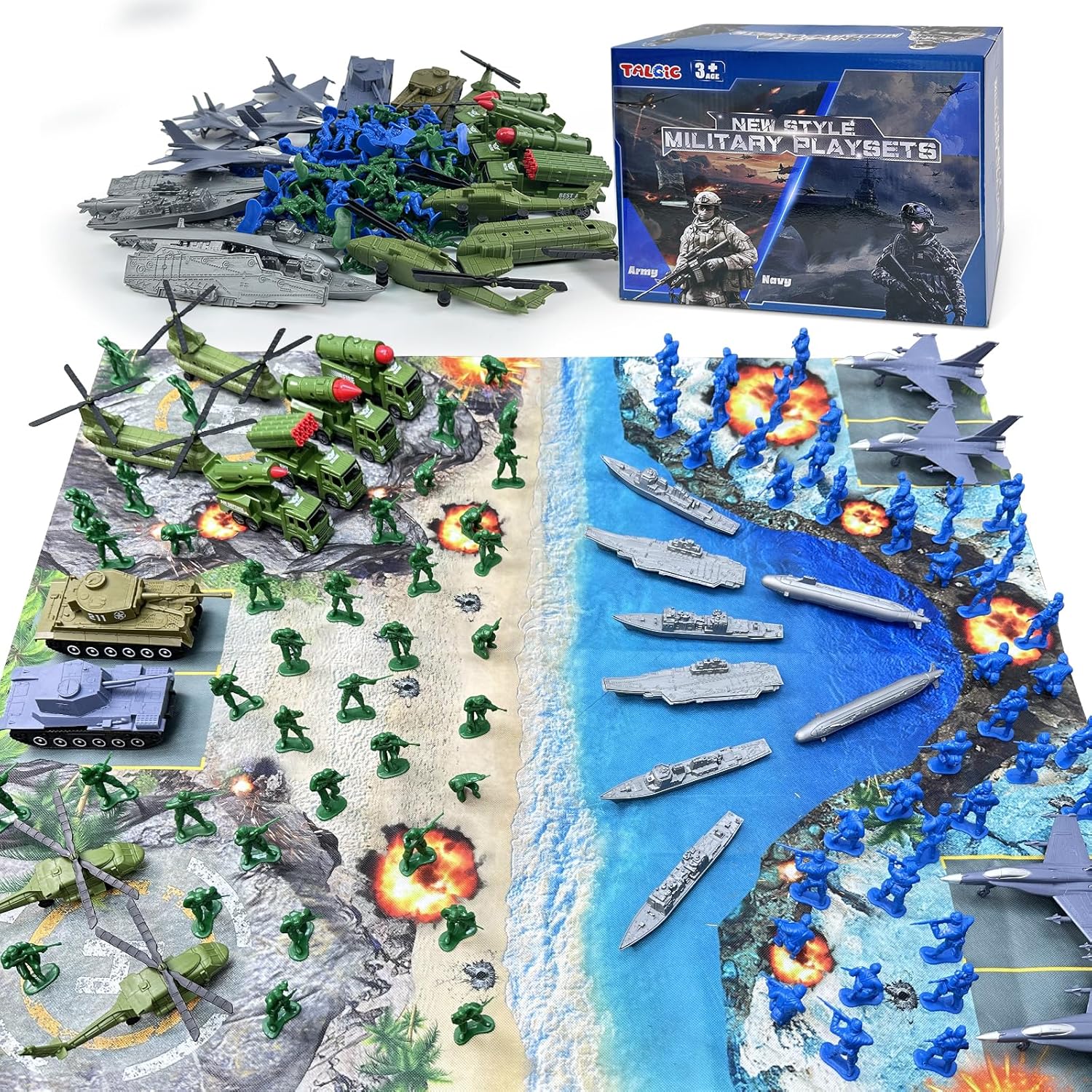 Thumbnail 6 de TALGIC Army Men Toys Large Battle Playset (120 PCS) — Army Men Action Figures & Military Vehicle Battlefield Set
