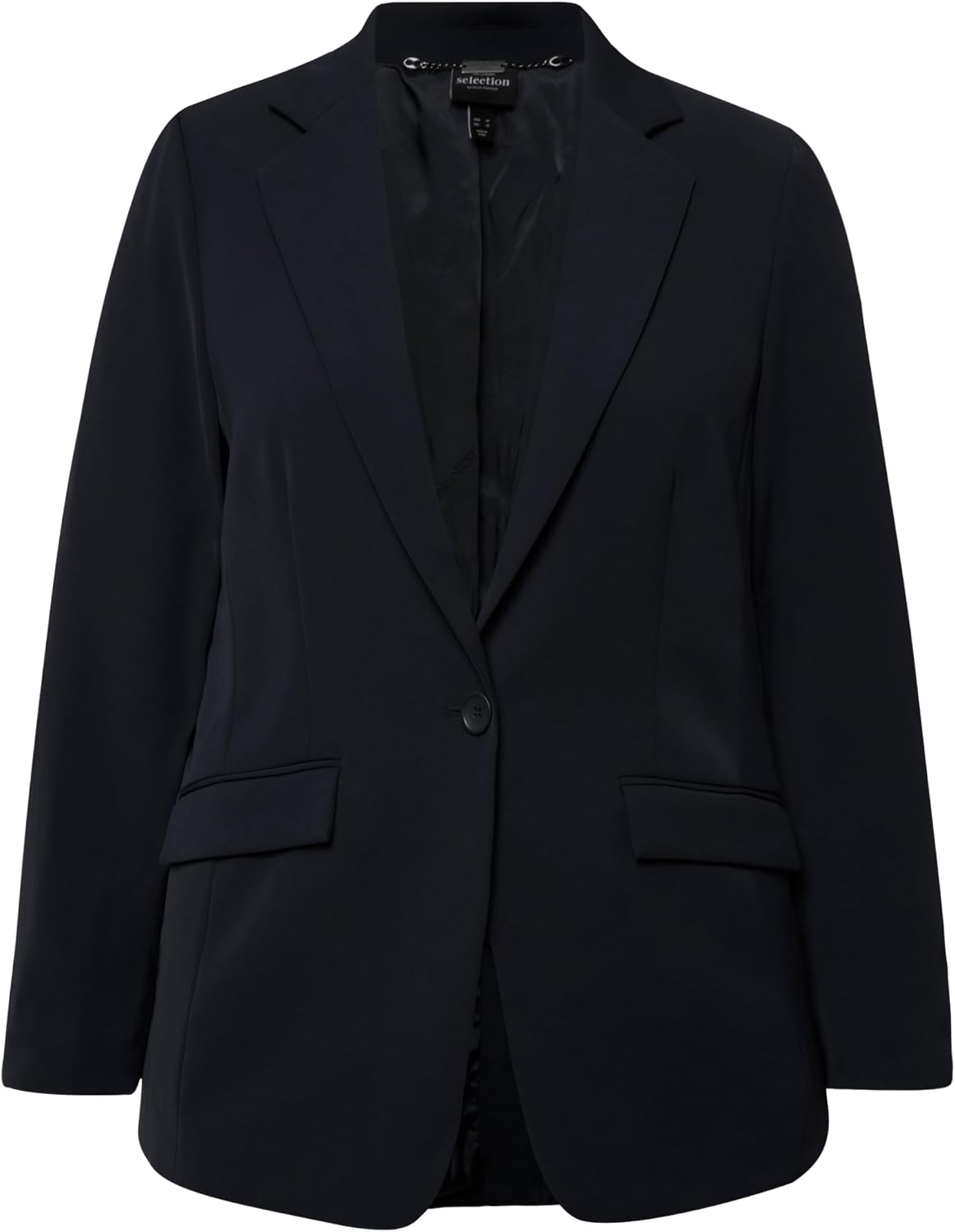 Detalle de Ulla Popken Femme Grandes Tailles Blazer à revers, poches à rabat et fermeture boutonnée – 811944