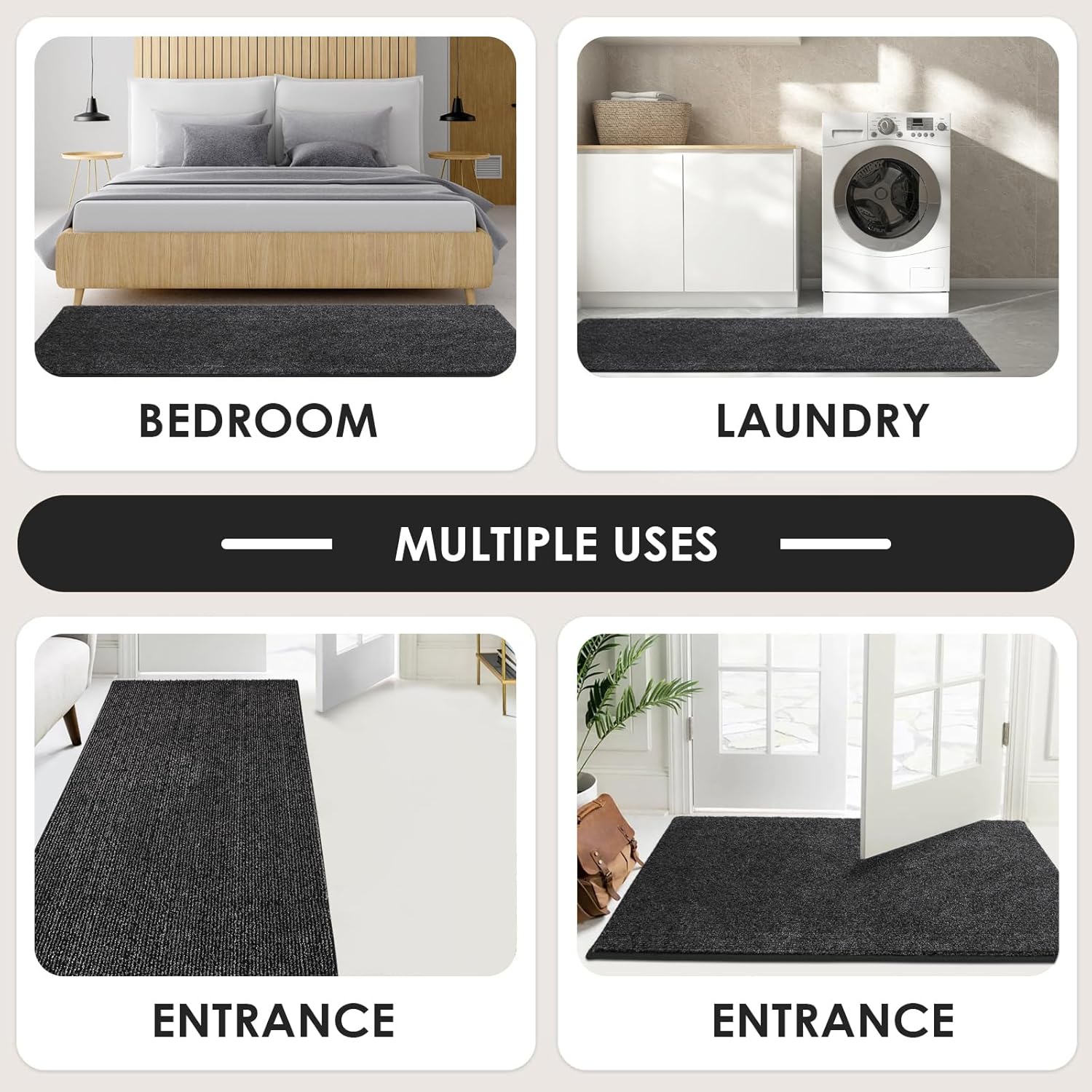 Detalle de FCSDETAIL Dirt Trapper indoor door mat 50 x 80 cm (machine washable, non-slip)
