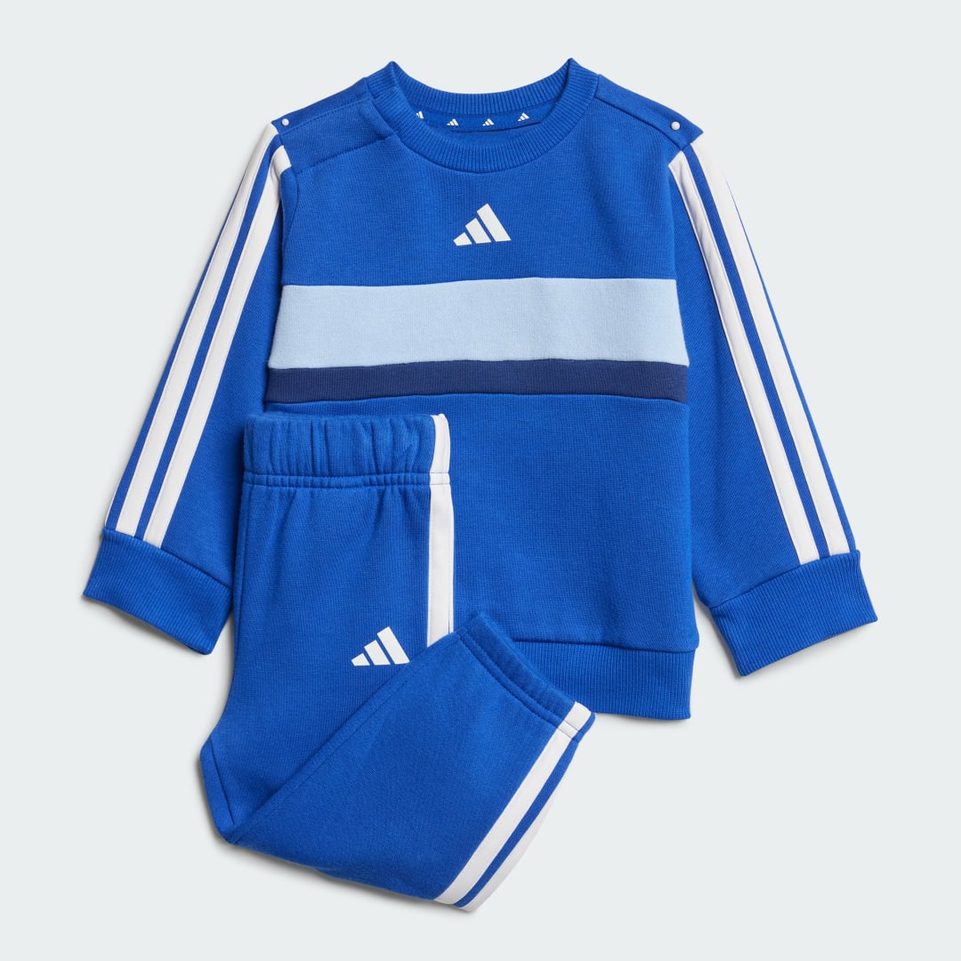 Detalle de Conjunto seasonal essentials Tiberio fleece 3 bandas (Bebé) de Adidas — Azul