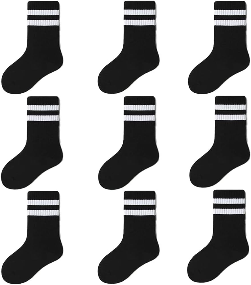 Detalle de FedMois 9 Pairs Kids Crew Socks – Cotton School & Sports Socks