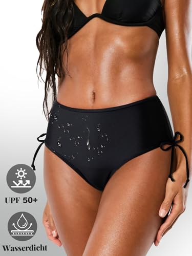 Detalle de Comfyouth Costume da bagno per il ciclo da donna a 4 strati: bikini nero high-rise per adolescenti e donne