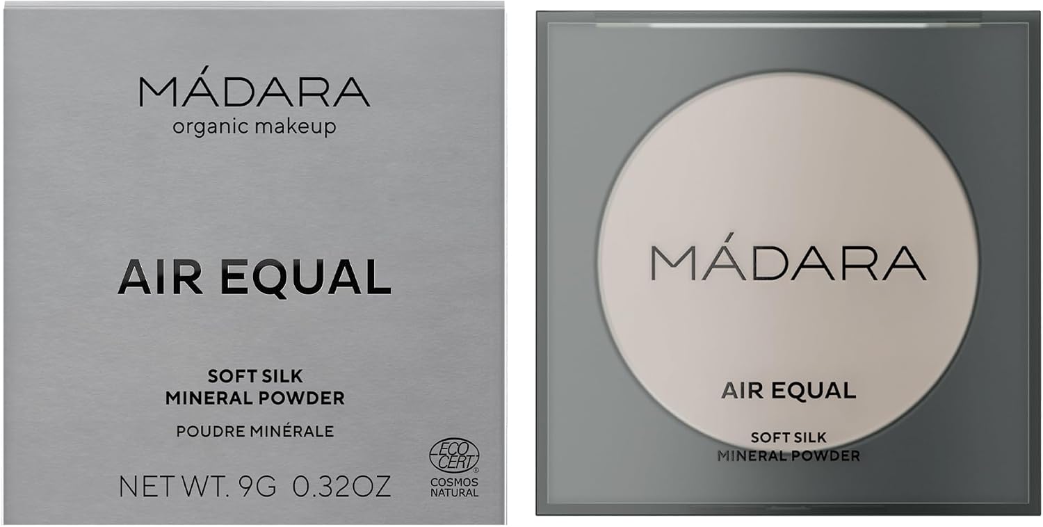 Detalle de MÁDARA Air Equal Soft Silk Mineral Powder #0 Translucent — Poudre fixatrice sans talc, fini naturel