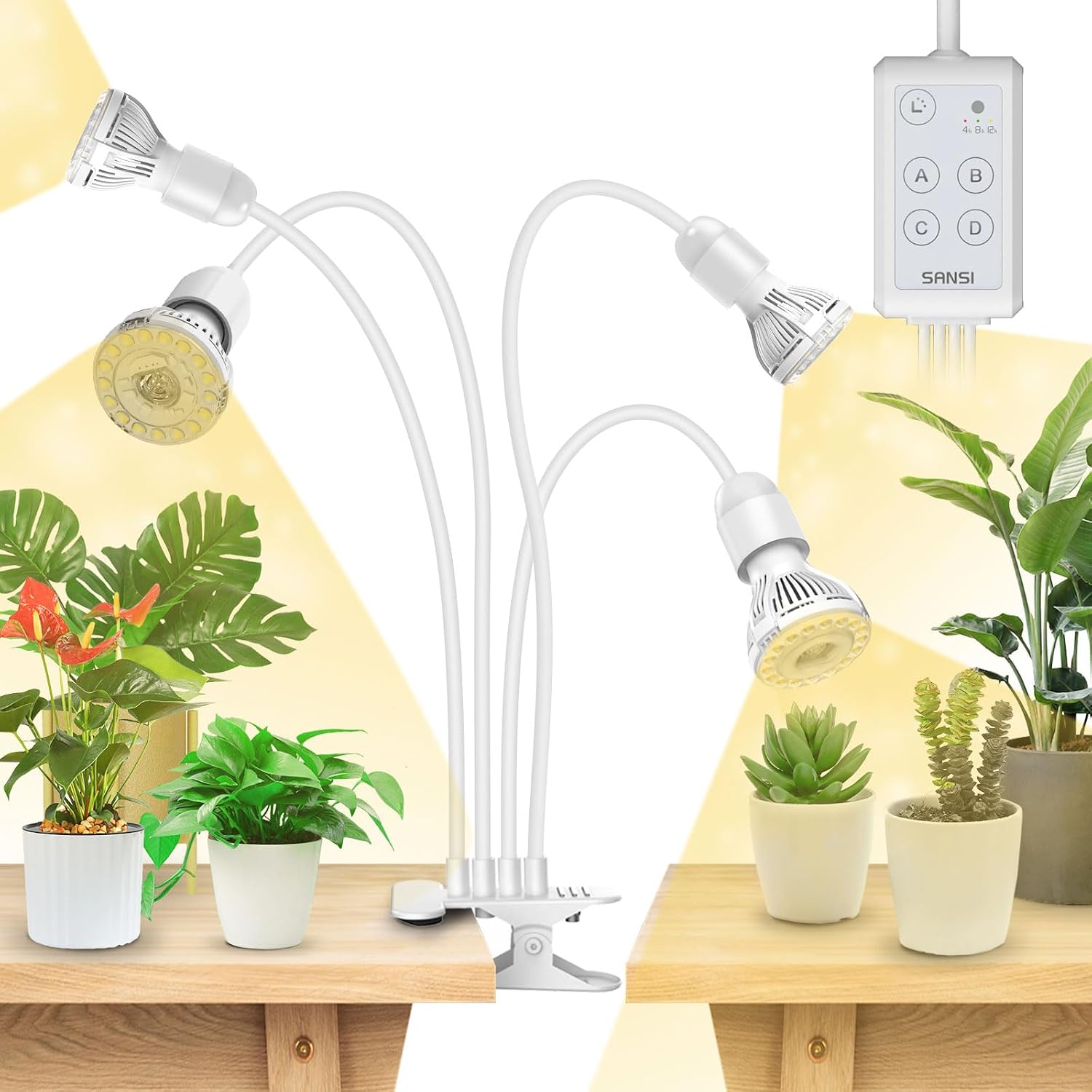 Detalle de SANSI Lampada per piante LED 40W con timer 4/8/12 ore 🌱