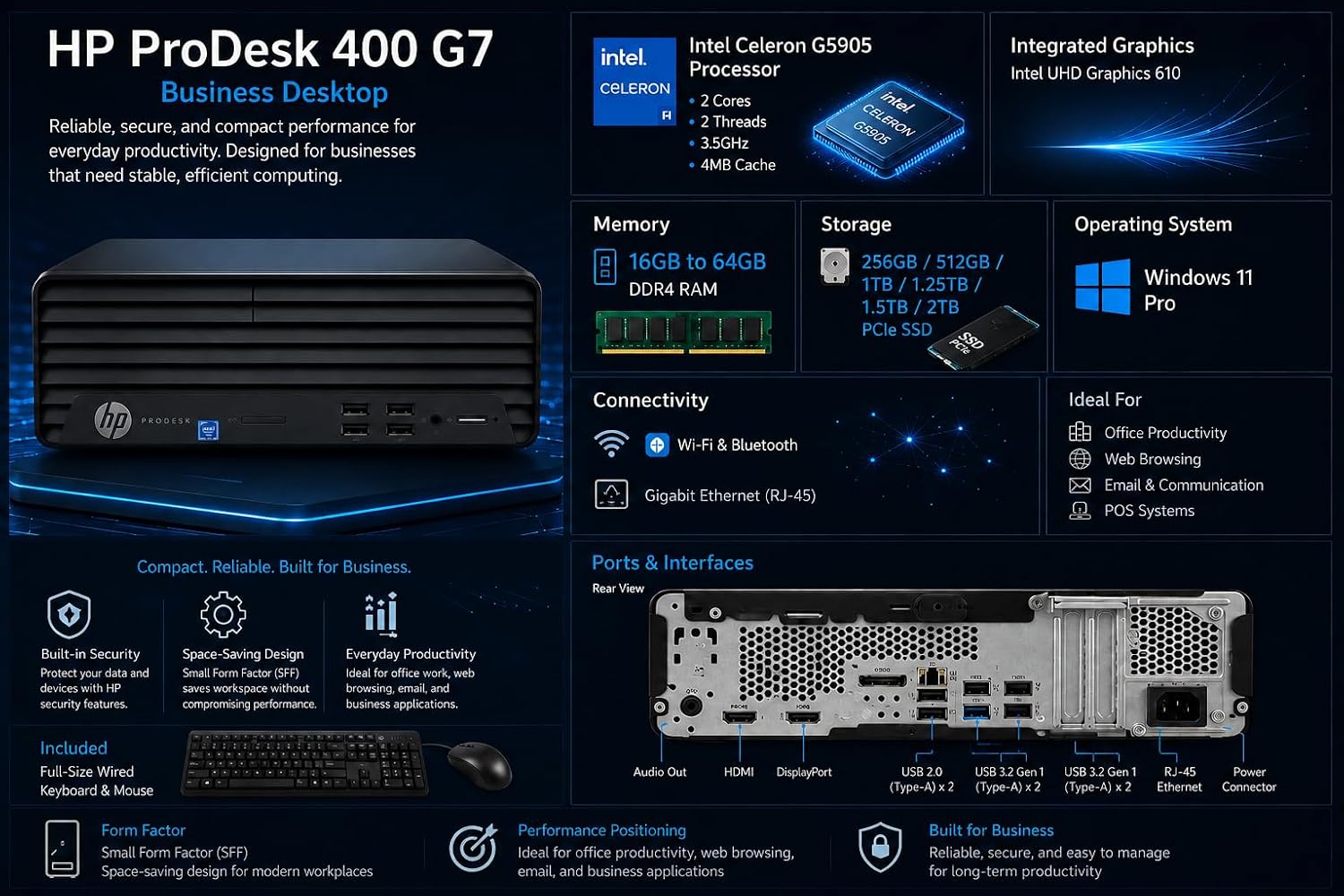 Detalle de HP ProDesk 400 SFF Desktop with 16GB RAM