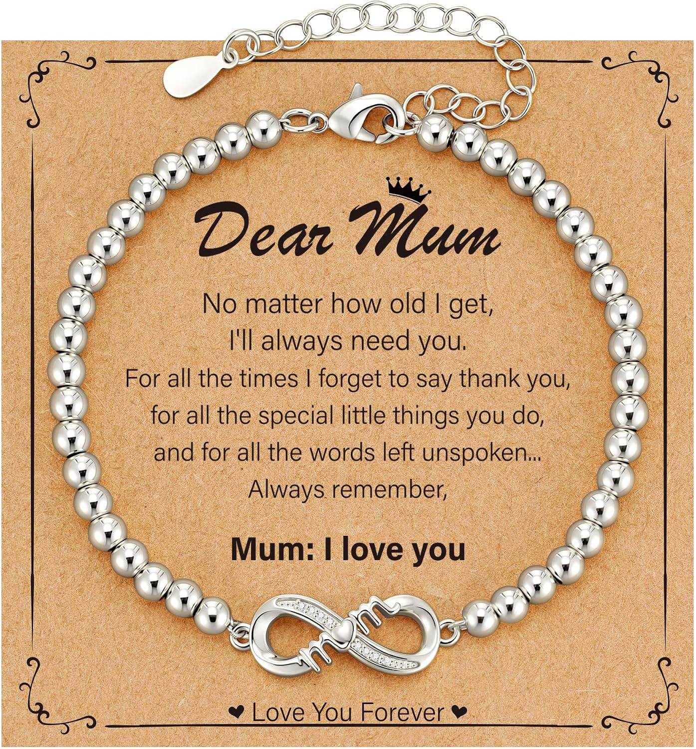 Detalle de Halora Sterling Silver Infinity Mum Bracelet – Adjustable Gift for Mothers