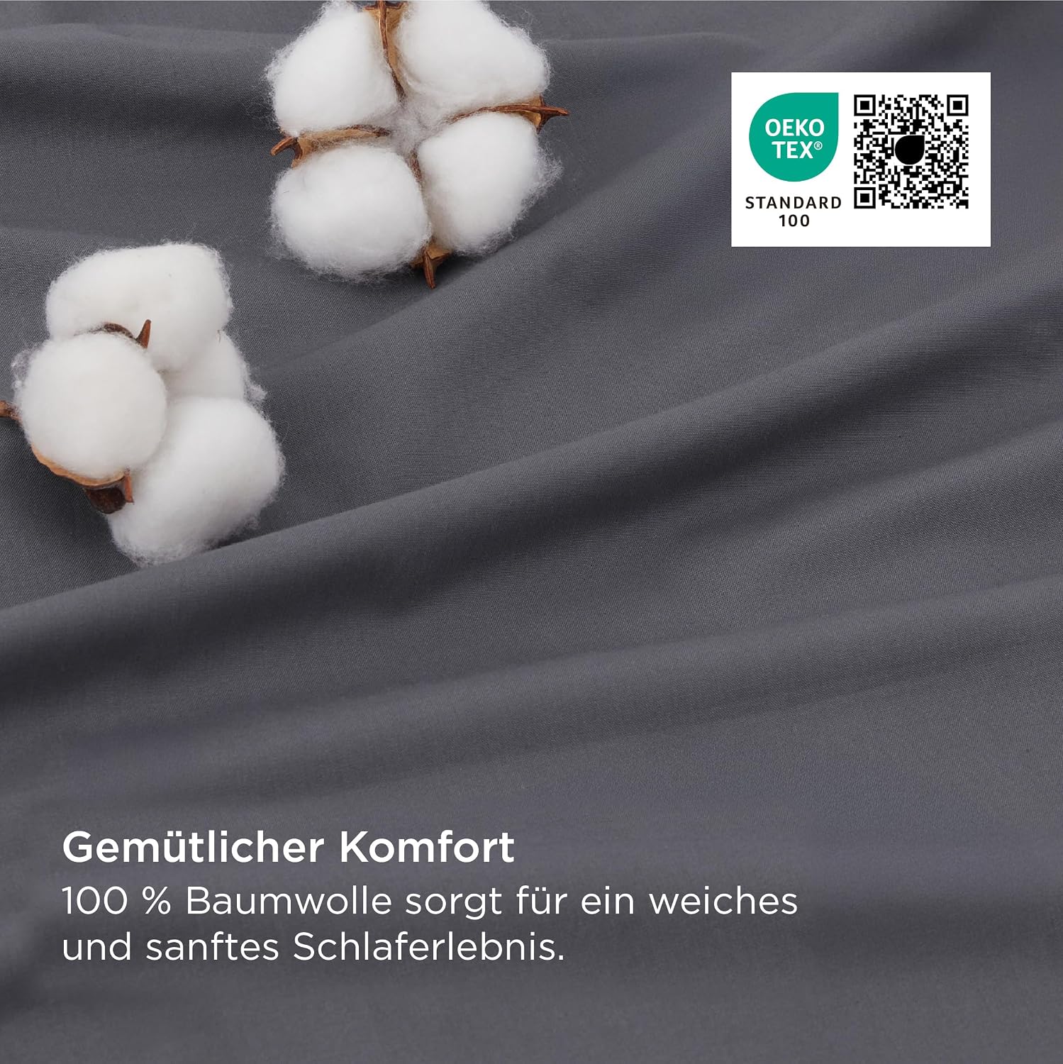 Detalle de BEDSURE Bettwäsche 135x200 aus Baumwolle, 4-teilig (Wendebettwäsche) in Anthrazit/Grau