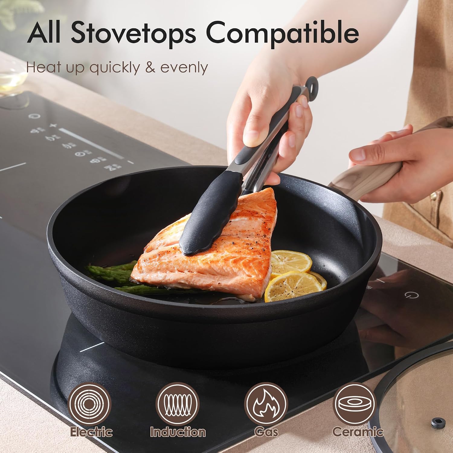 Detalle 2 de SENSARTE UK-SA-SJ6028B 28cm Deep Sauté Pan with Lid, Titanium Non-Stick