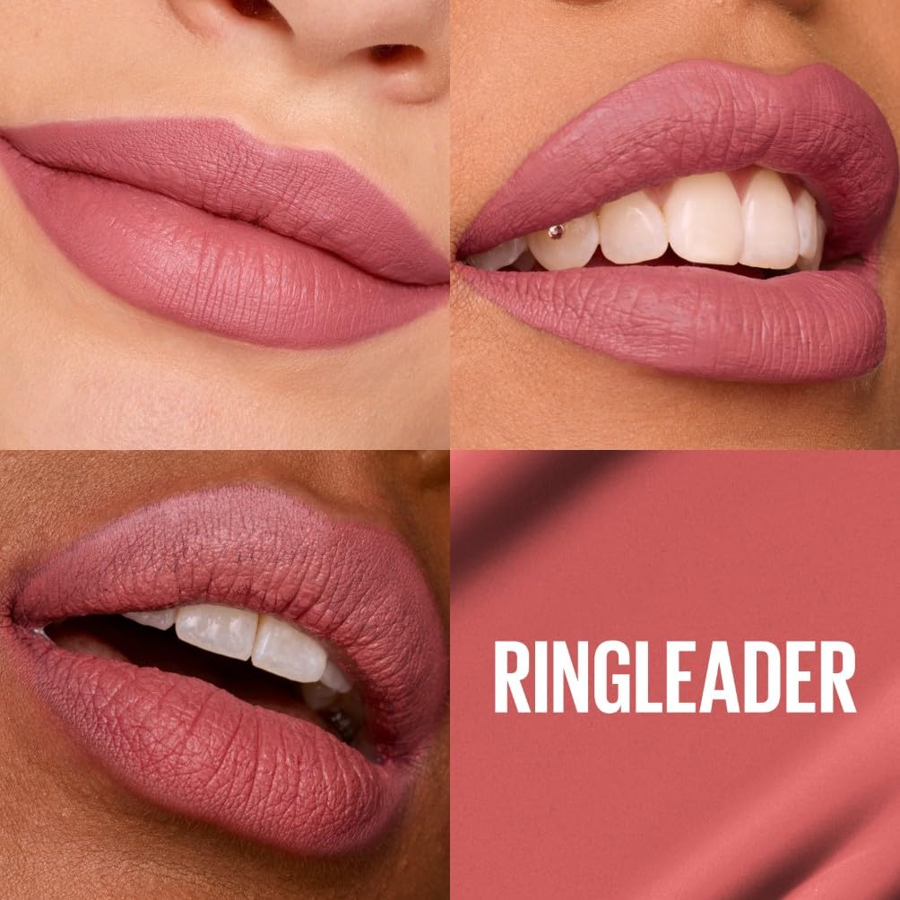 Detalle de Maybelline New York Super Stay Matte Ink 175 Ringleader – Flüssiger Lippenstift, 16 Stunden Halt, Mattes Finish