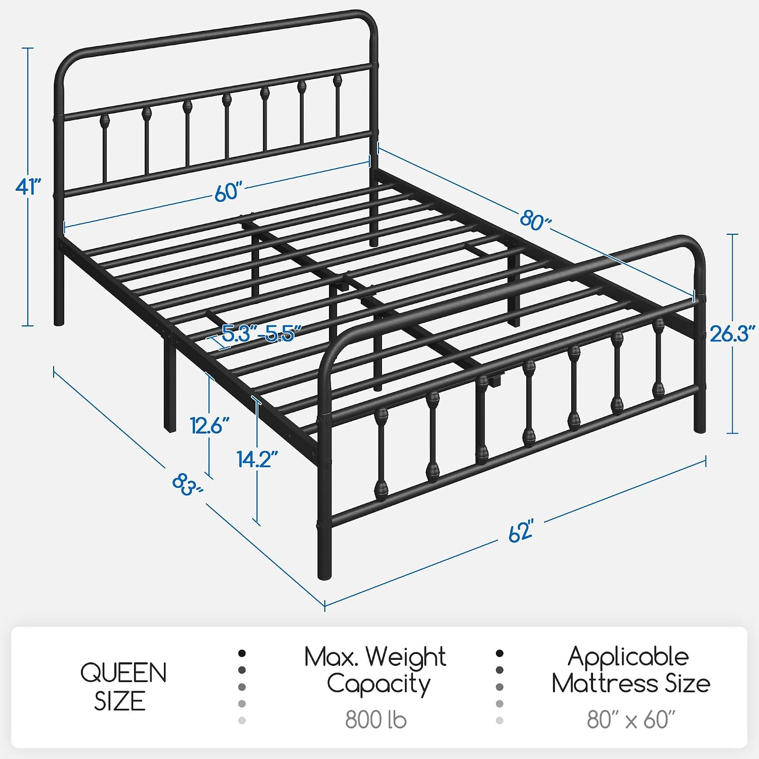 Detalle de Yaheetech Metal Platform Bed Frame Queen