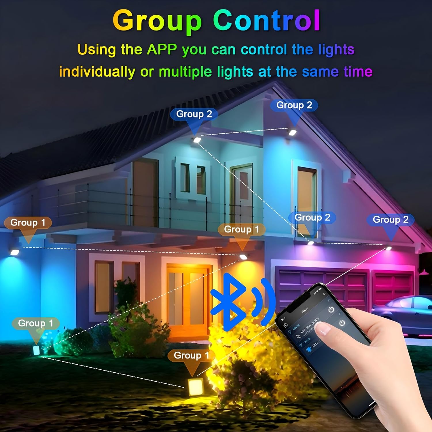 Thumbnail 2 de Indmird RGB LED Strahler 50W mit 360° Fernbedienung, Bluetooth-App & IP66 (Outdoor)