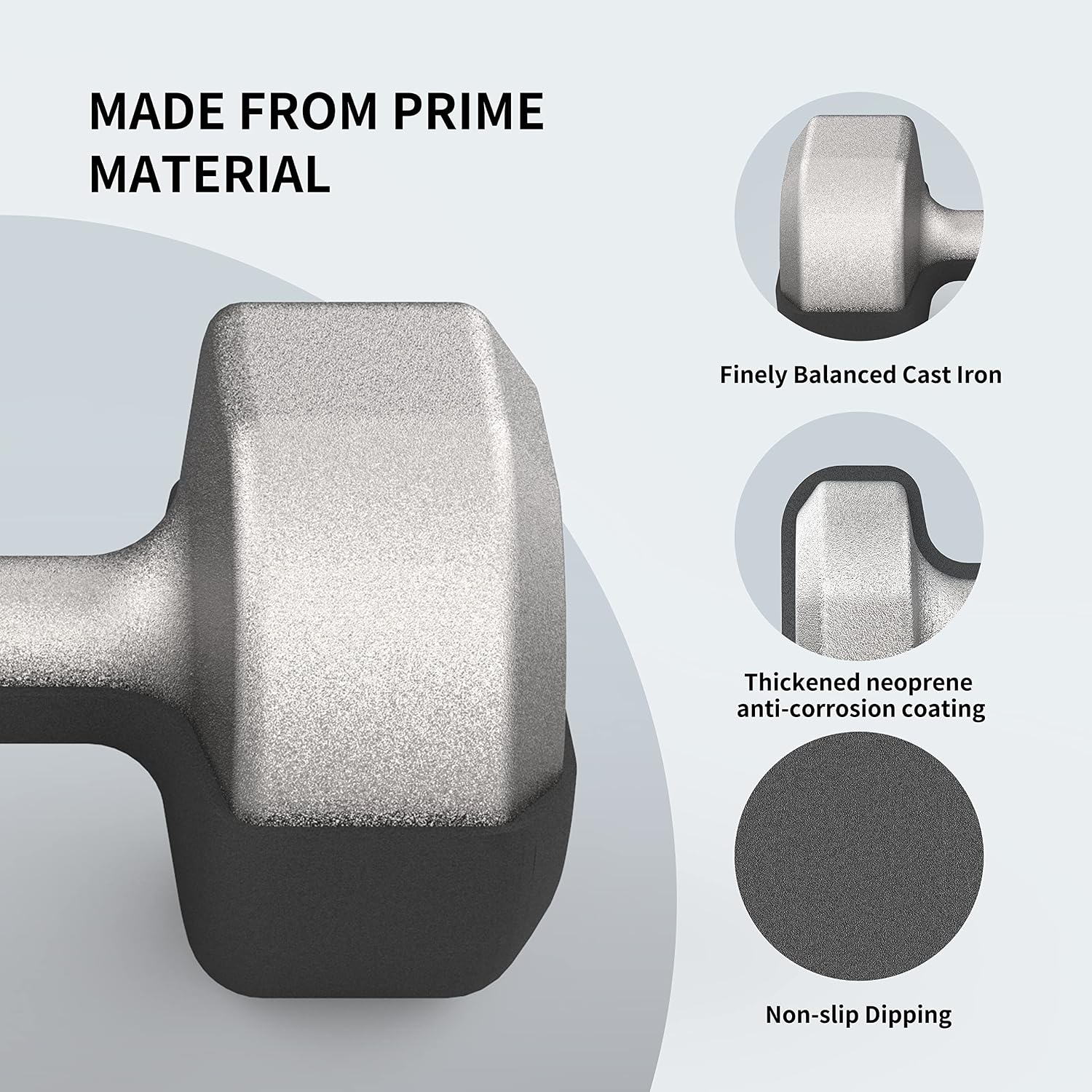 Detalle de PROIRON Anti-Slip Neoprene Dumbbell Pair 1kg–10kg with Stand – UK Home Gym Set