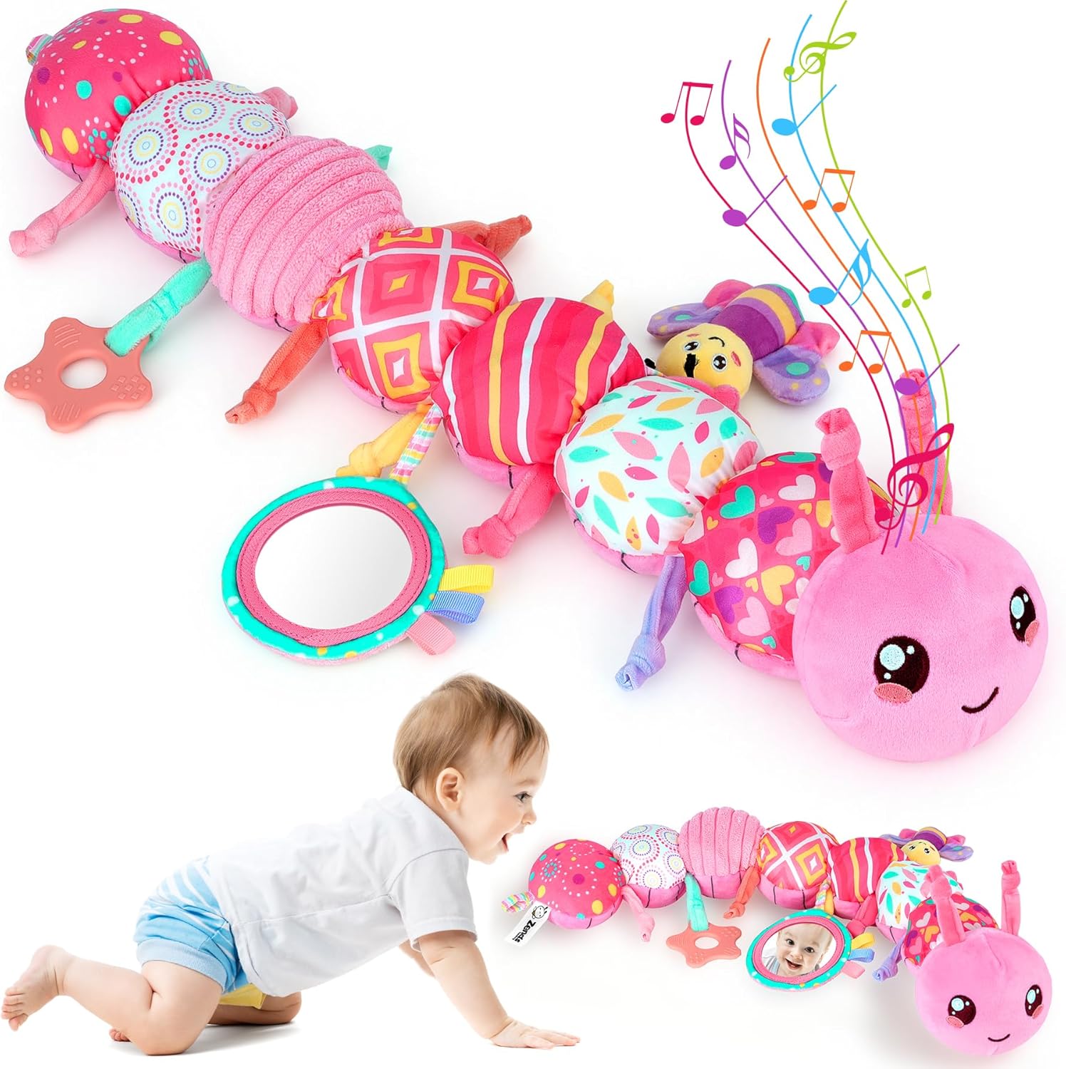 Detalle de Baby Girls Toys 6-12 Months: 6-in-1 Infant Sensory Music Caterpillar Toy