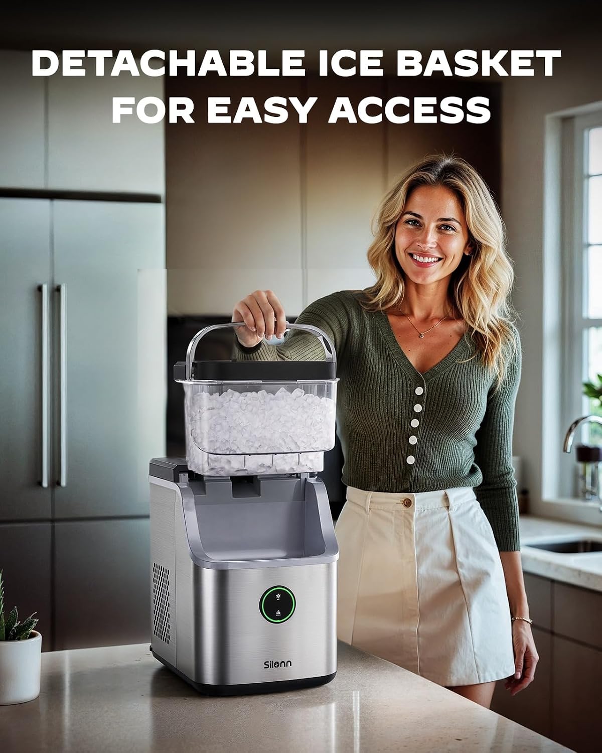 Detalle 2 de Silonn Nugget Ice Maker with 33 lb Daily Output