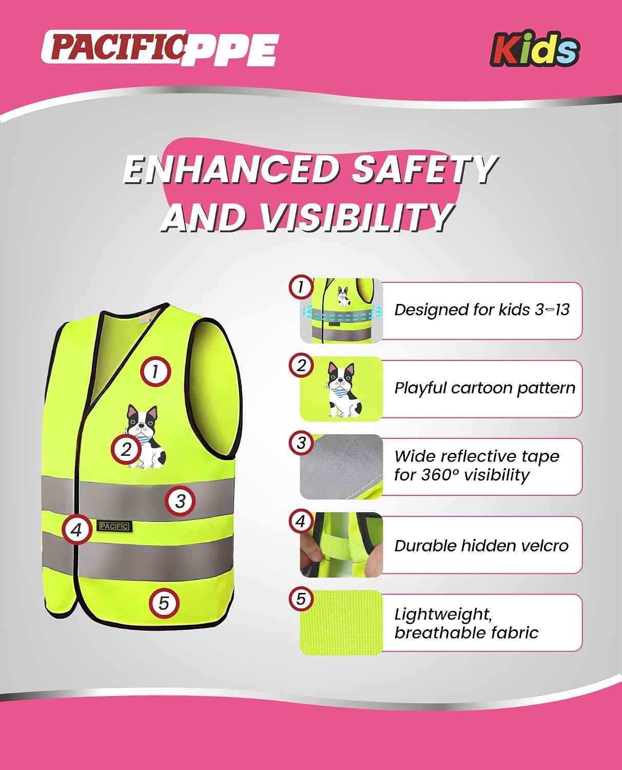 Detalle 2 de PACIFIC PPE Kids Safety Vest X-Small