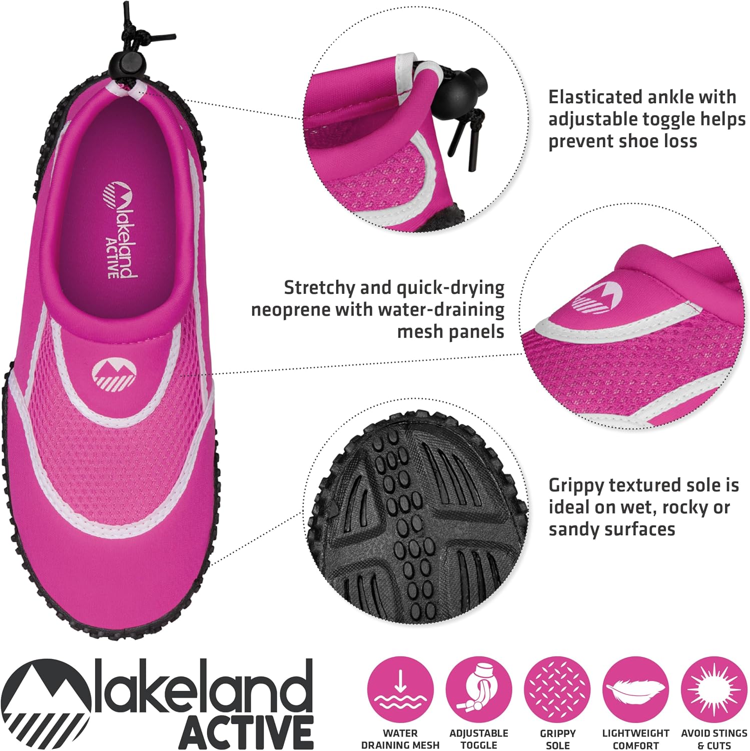 Detalle de Lakeland Active Women's Eden Aquasport Protective Water Shoes (Pink/White, 6 UK)