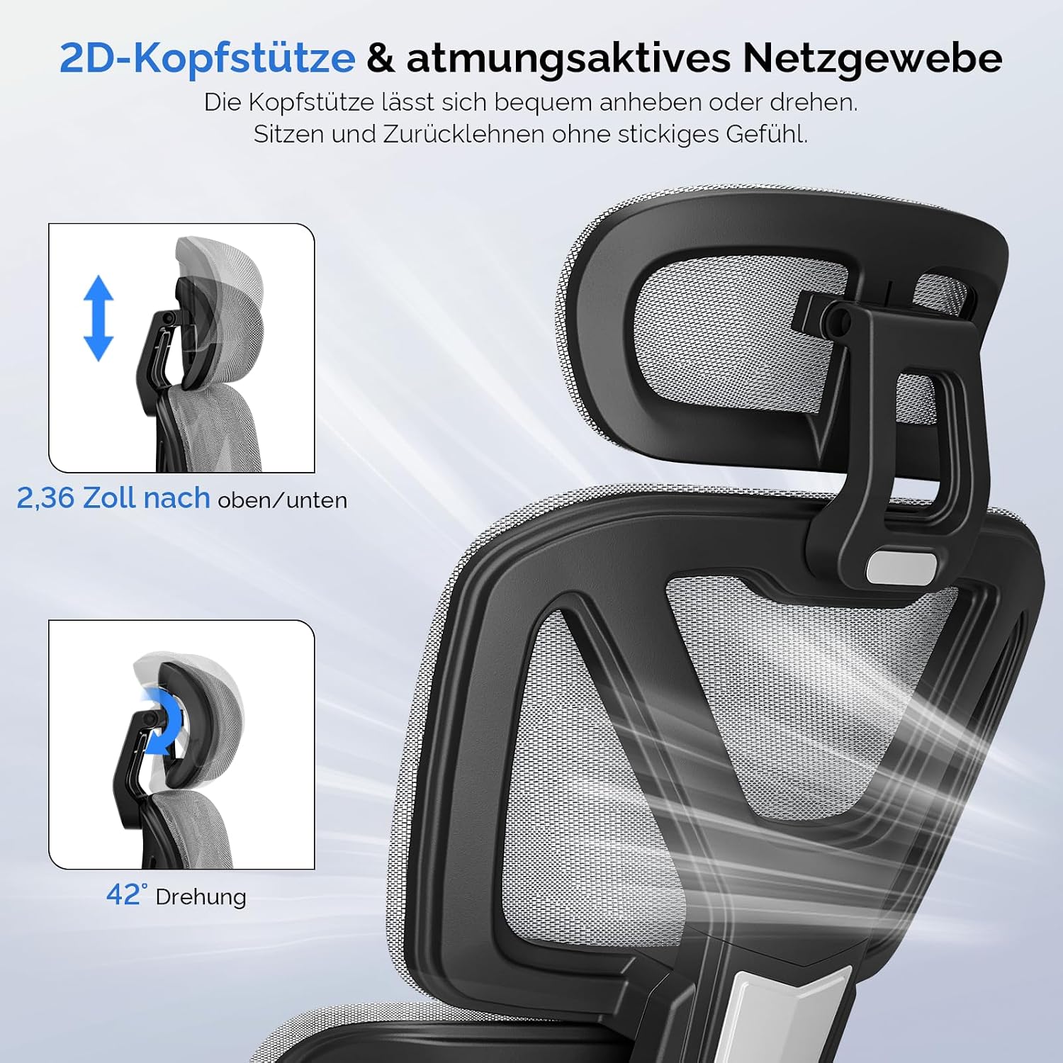 Detalle 2 de Bürostuhl mit Fußstütze und 4D Armlehnen