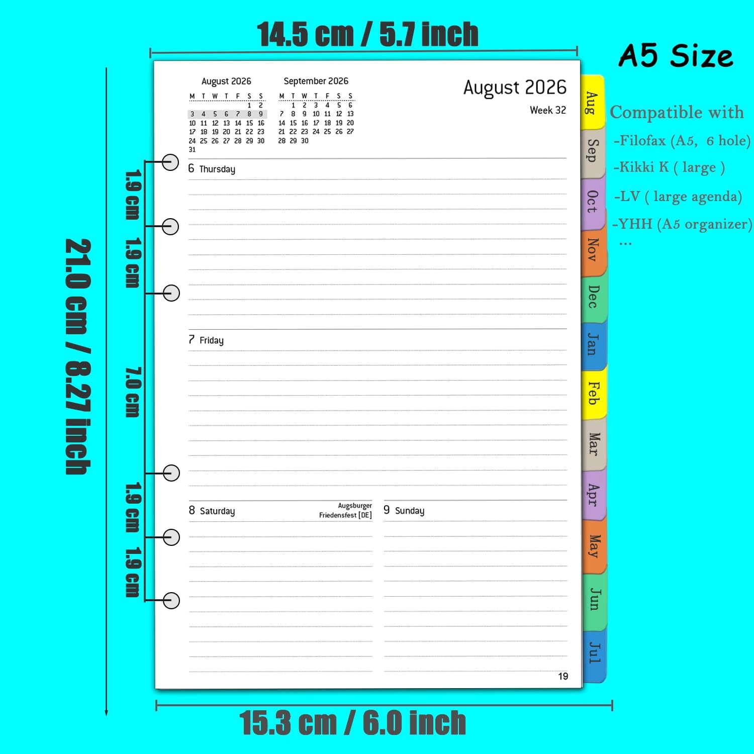 Thumbnail 2 de Academic Diary 2026/27 Refill A5 – Week on 2 Pages, with Tabs and Notes
