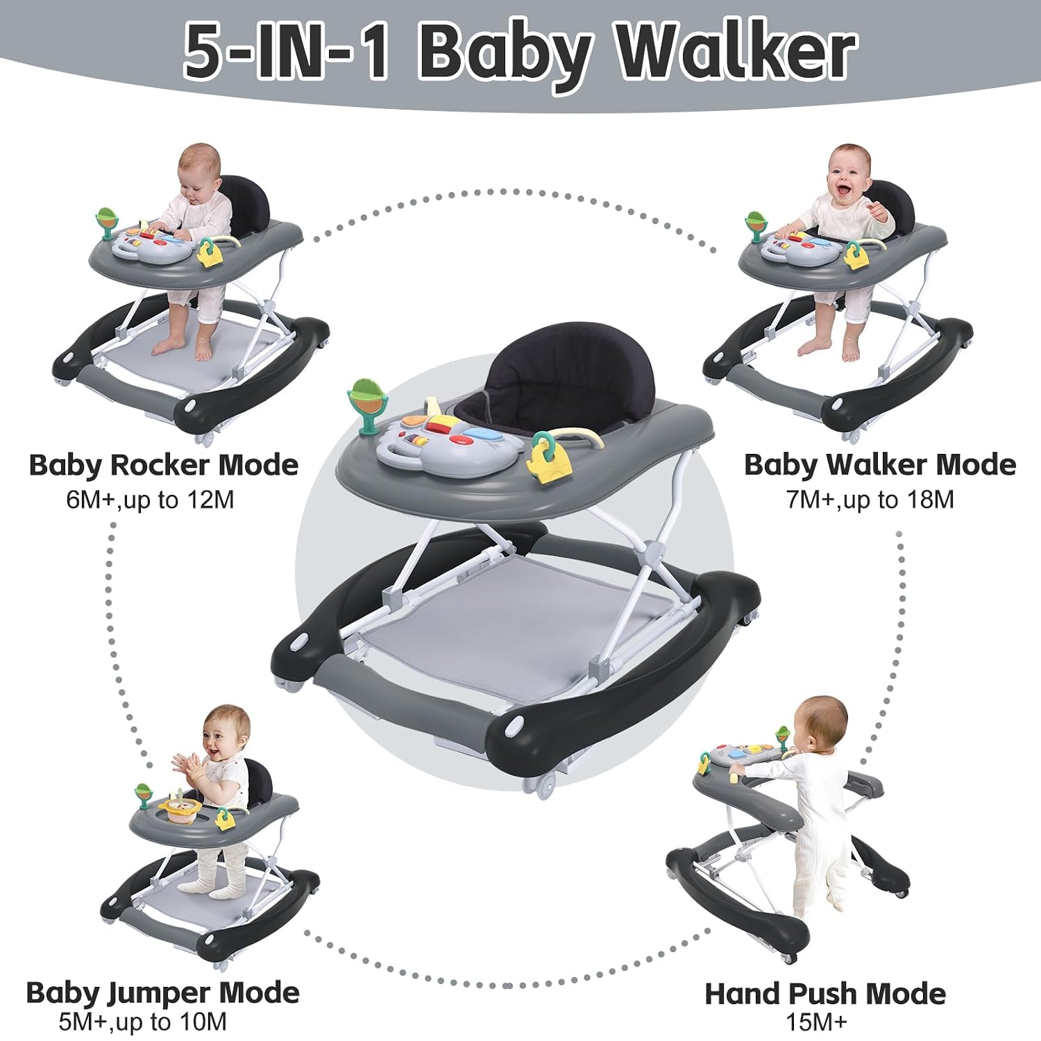 Thumbnail 1 de 5 in 1 Foldable Baby Walker Adjustable Height 🚼