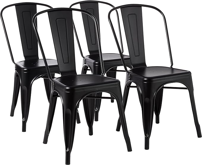 Amazon Basics Sillas apilables de metal para comedor y exterior