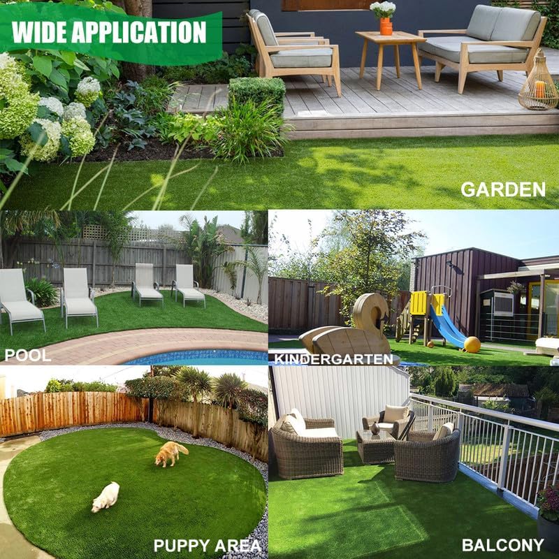 Thumbnail 5 de SHNOSU 4 ft x 6 ft Artificial Grass Turf Rug, 1.38 in Pile, Drainage Holes