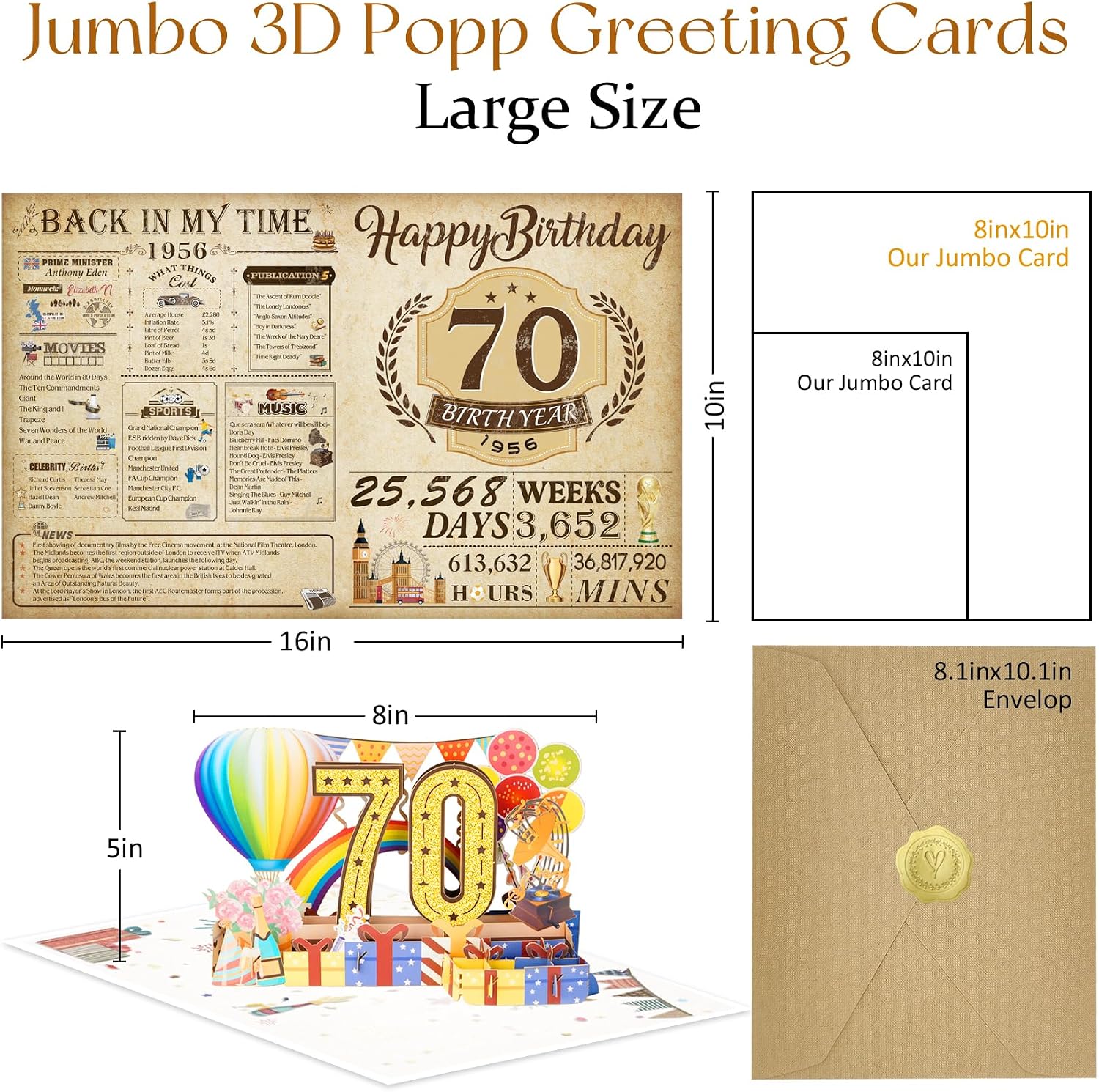 Thumbnail 2 de 70th Birthday pop up card 8x10