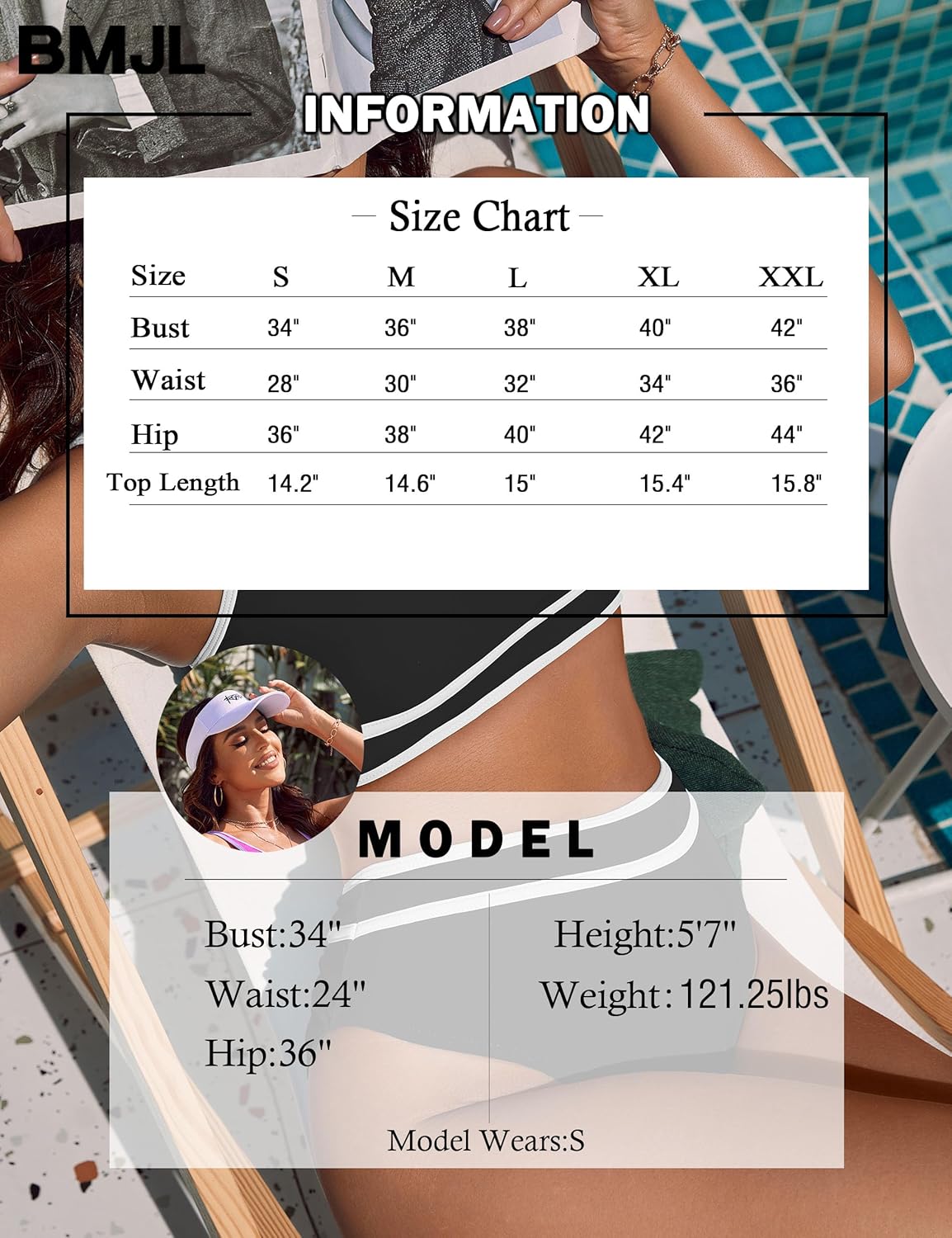 Thumbnail 5 de BMJL Women's High Waisted Bikini Sets: Sporty Color Block Two-Piece