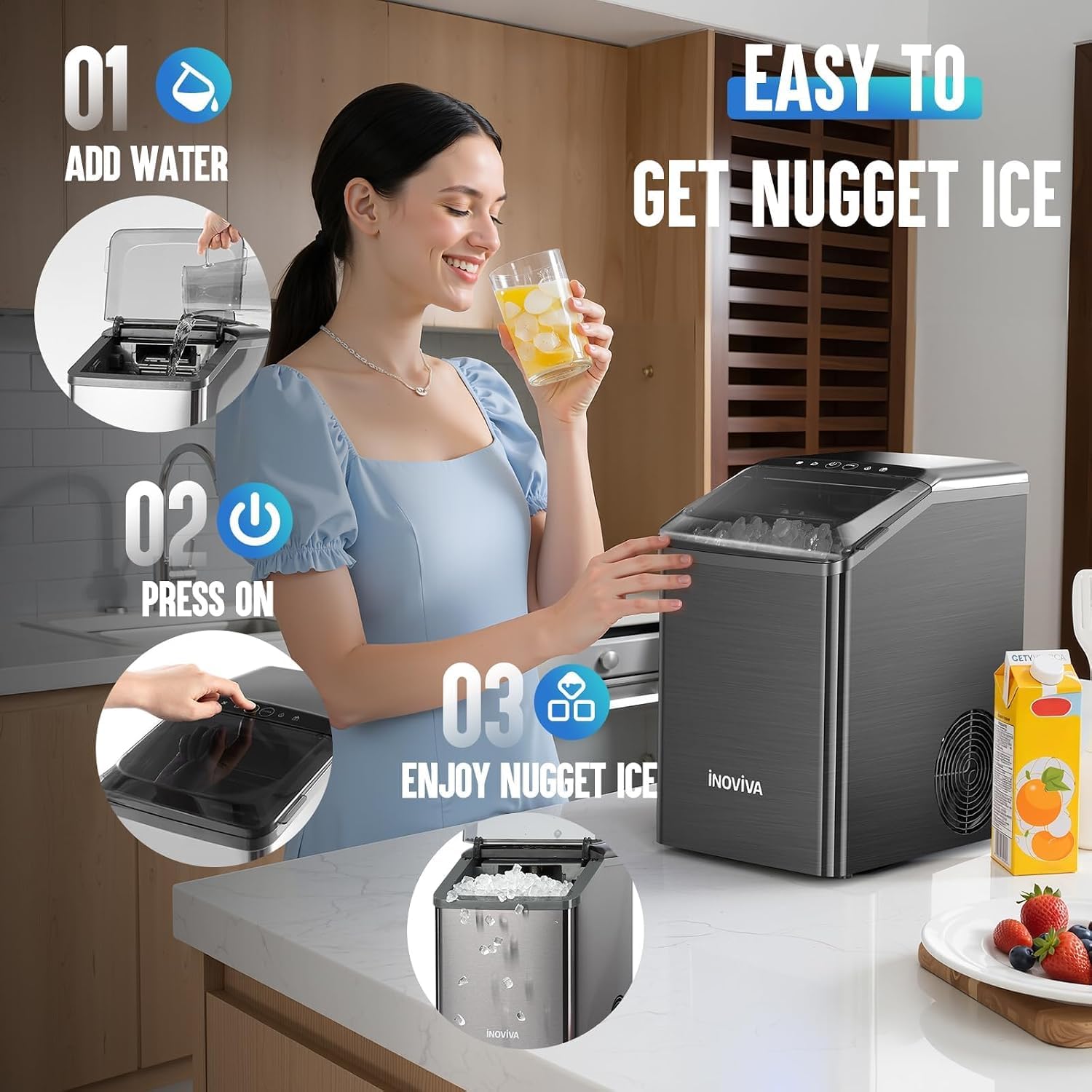 Detalle 1 de Inoviva Nugget Ice Maker 40 lb/24 hr