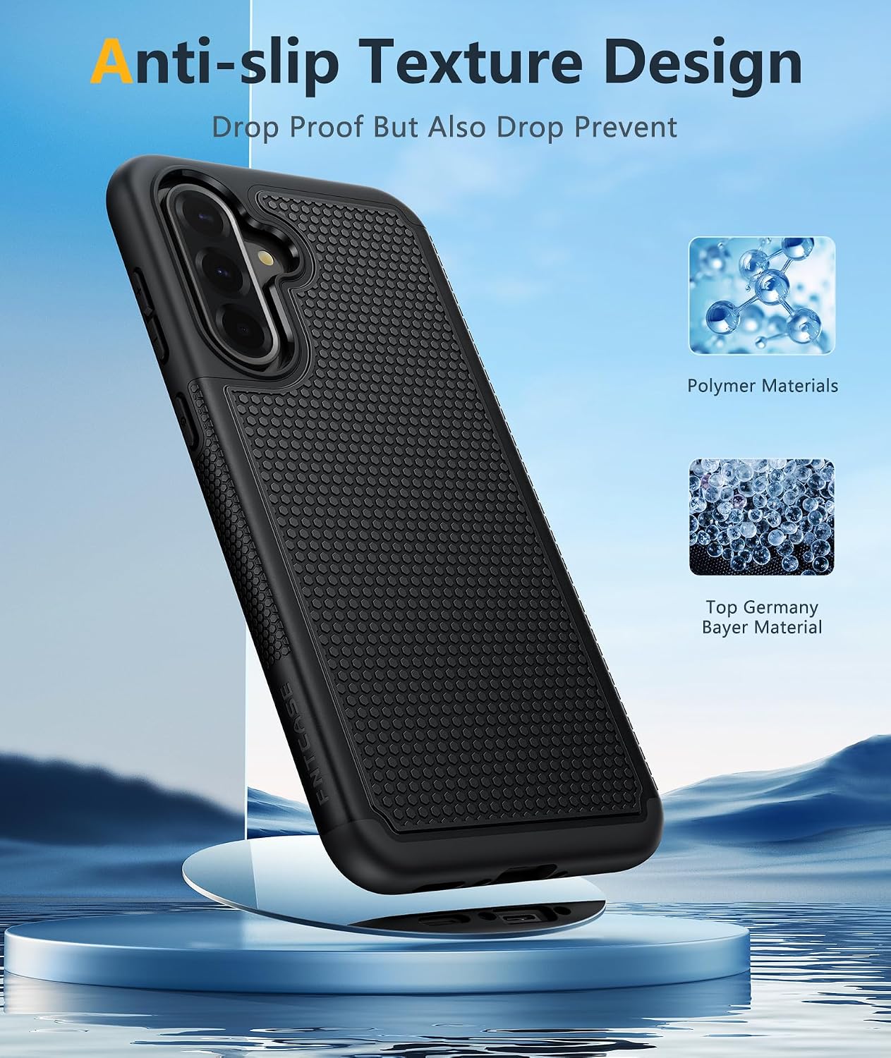 Detalle de FNTCASE Dual-Layer Rugged Case for Samsung Galaxy A36 5G (Black) – Shockproof military bumper, 6.7 inch