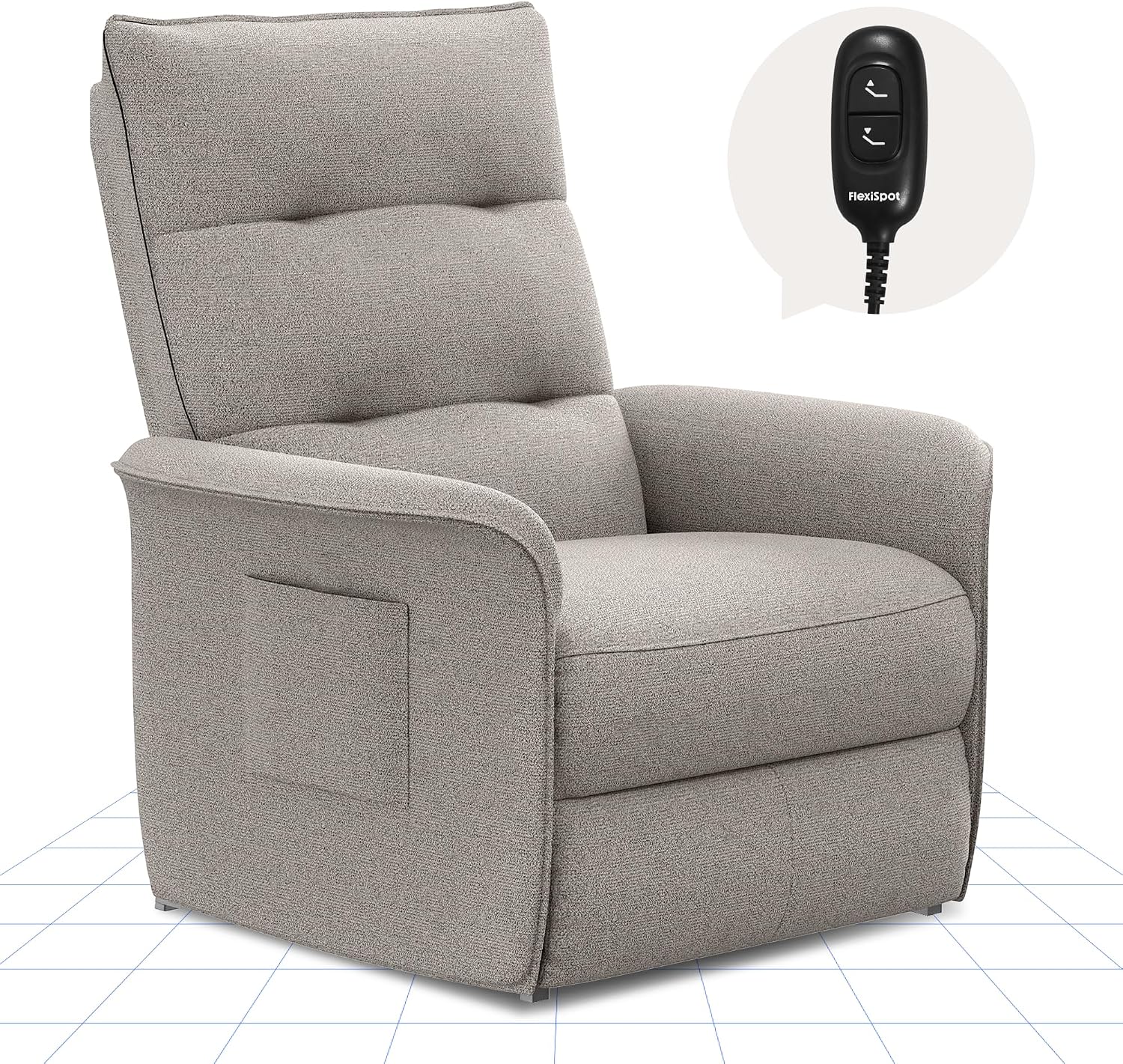 Detalle de FLEXISPOT Poltrona Relax Elettrica con Schienale Regolabile – Poltrona TV Regolabile con Funzione Recliner, Grigio Chiaro