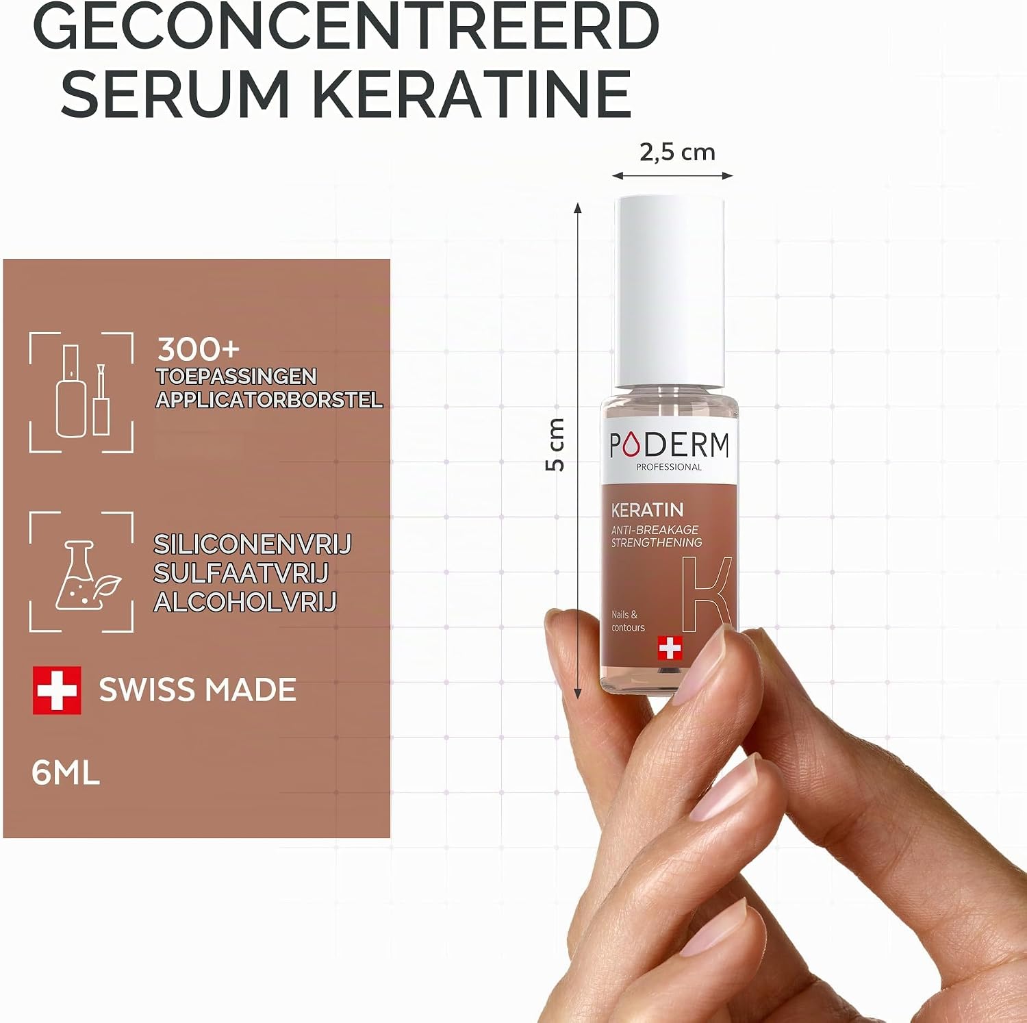 Detalle de PODERM 5-in-1 Nail Booster Serum met keratine, 6 ml voor broze nagels