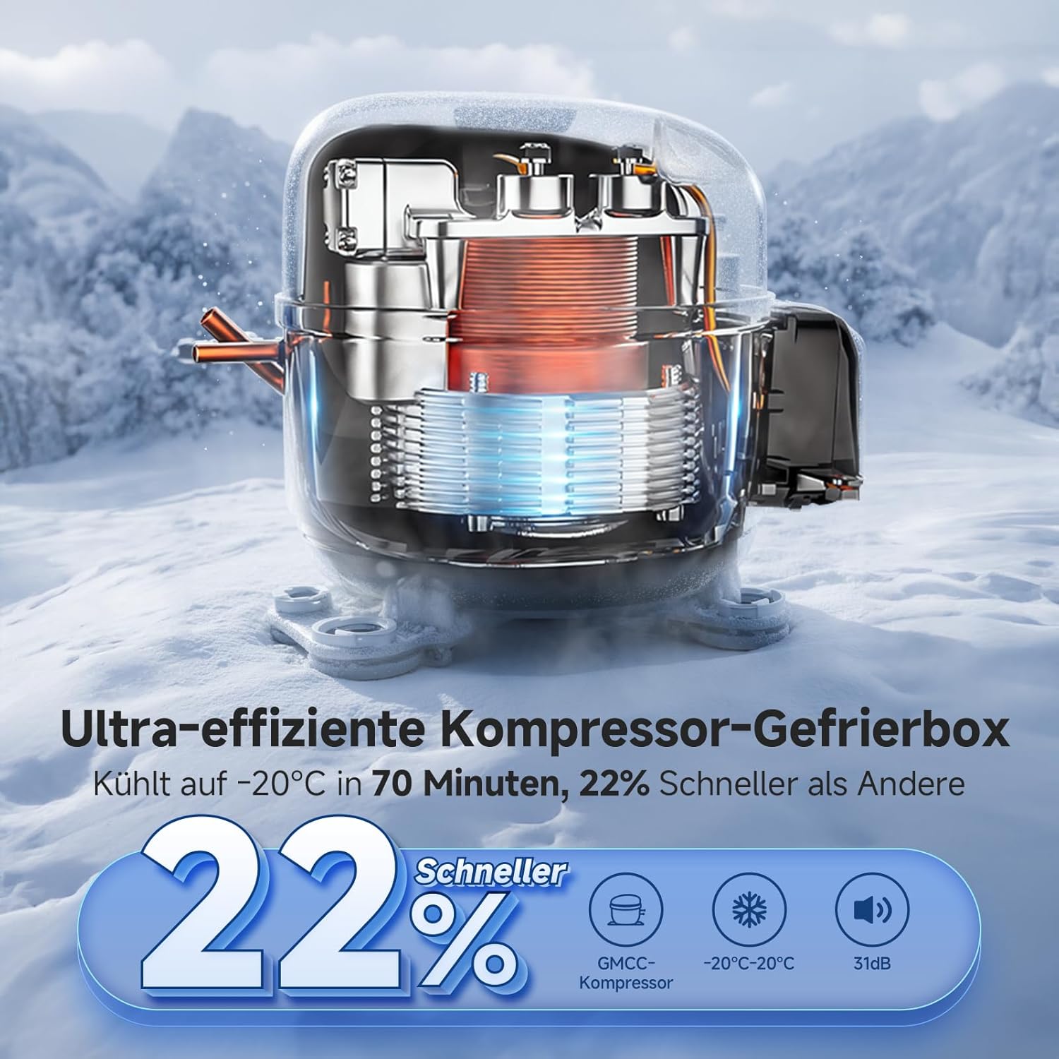 Detalle 2 de AAOBOSI 60L glacière électrique compression −20°C à 20°C