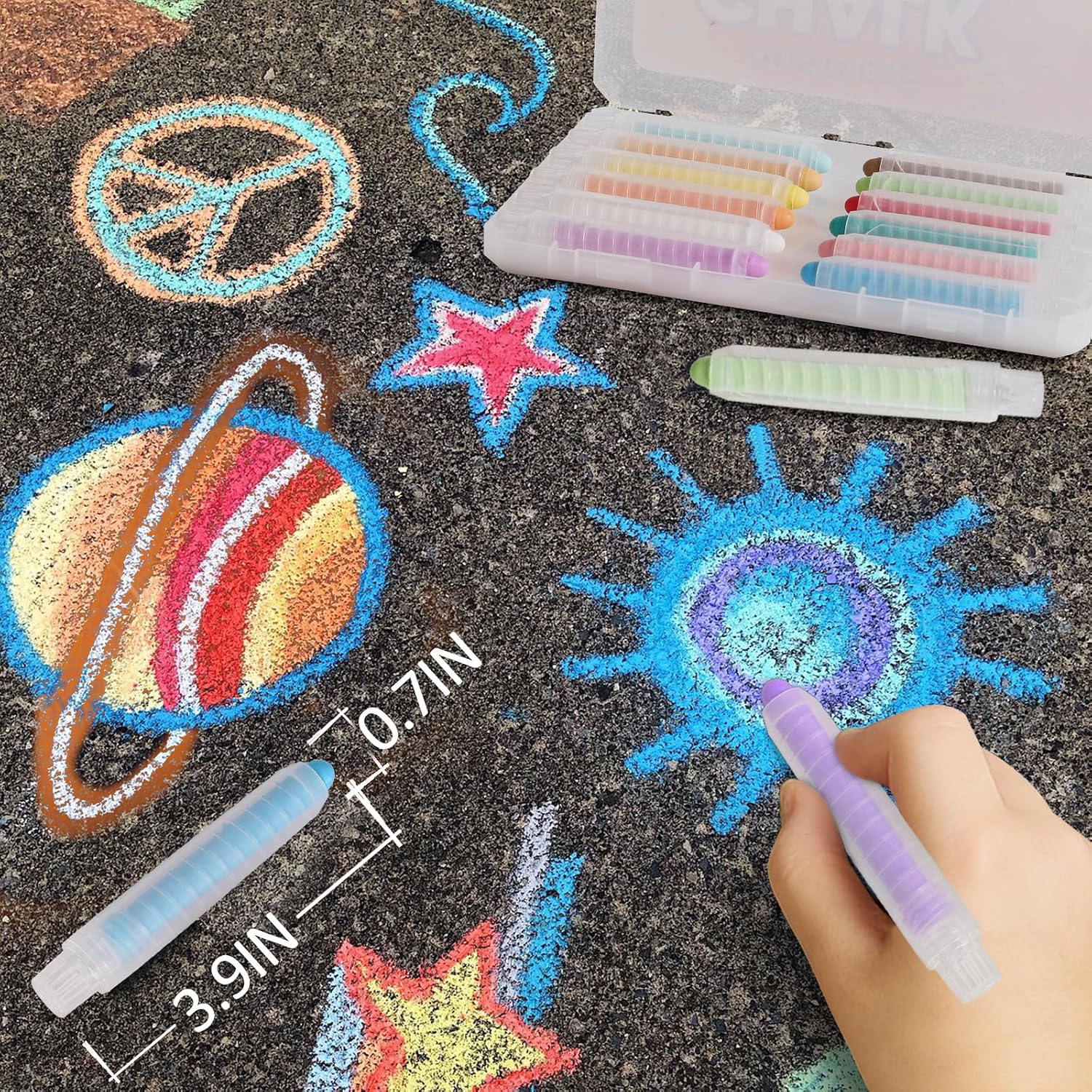 Thumbnail 5 de Dustless Chalk for Kids Indoor Chalkboard – 12-Color Washable Chalk Set with Protective Box