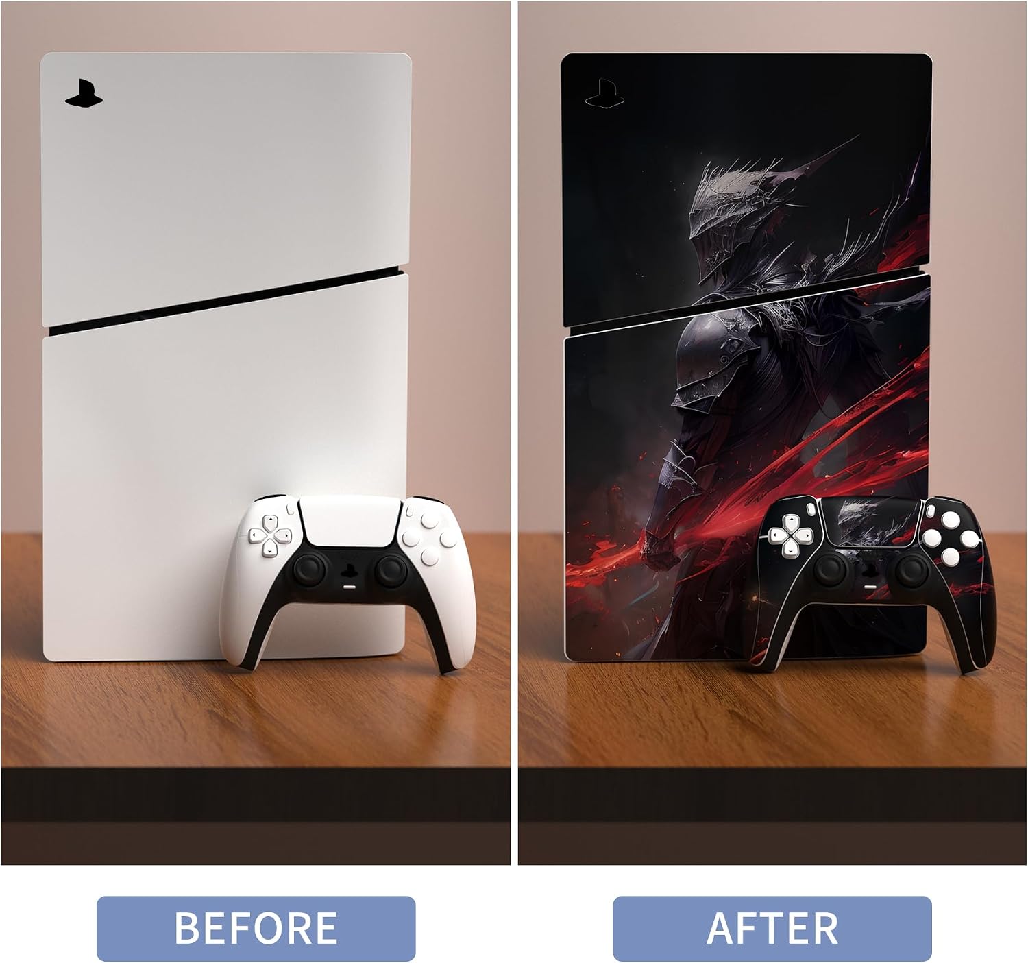 Detalle de playvital Full Set Skin Sticker for PS5 Slim Digital Edition (new smaller design) – Abyss Knight