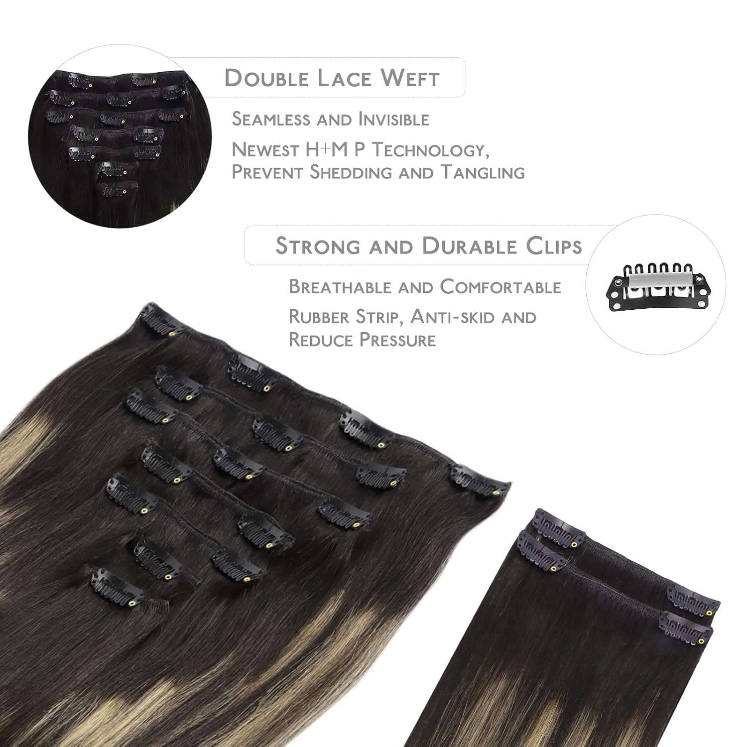 Thumbnail 2 de WENNALIFE Clip-In Hair Extensions 20in Balayage