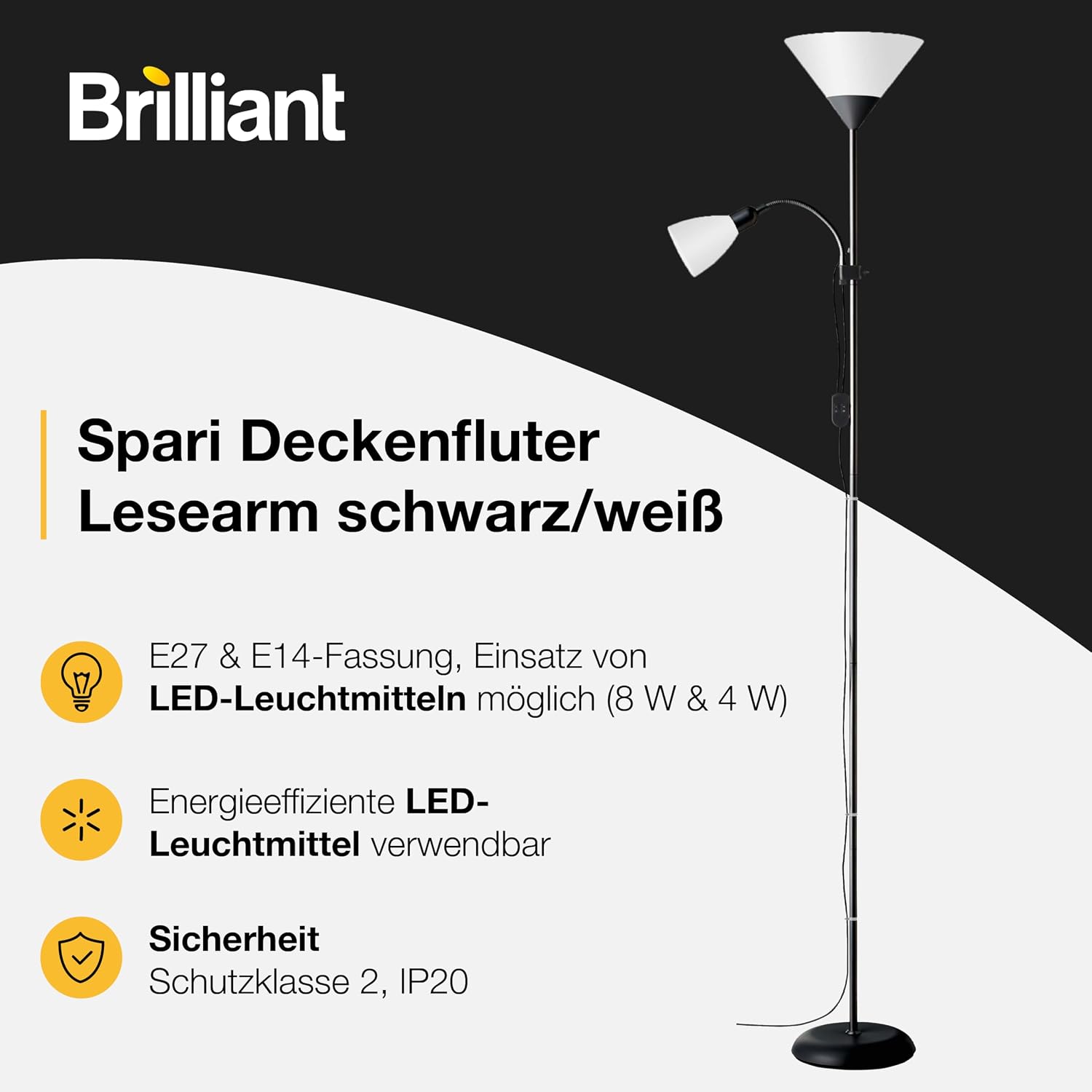 Detalle 1 de Brilliant Spari Deckenfluter 1,8 m