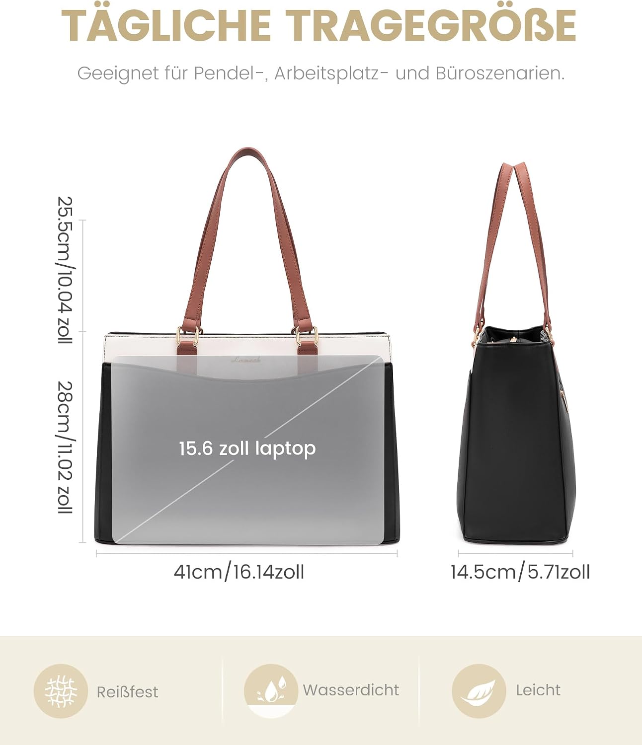 Thumbnail 4 de LOVEVOOK Laptoptasche Damen 15,6 Zoll – Vielseitige Büro- und Uni-Tasche