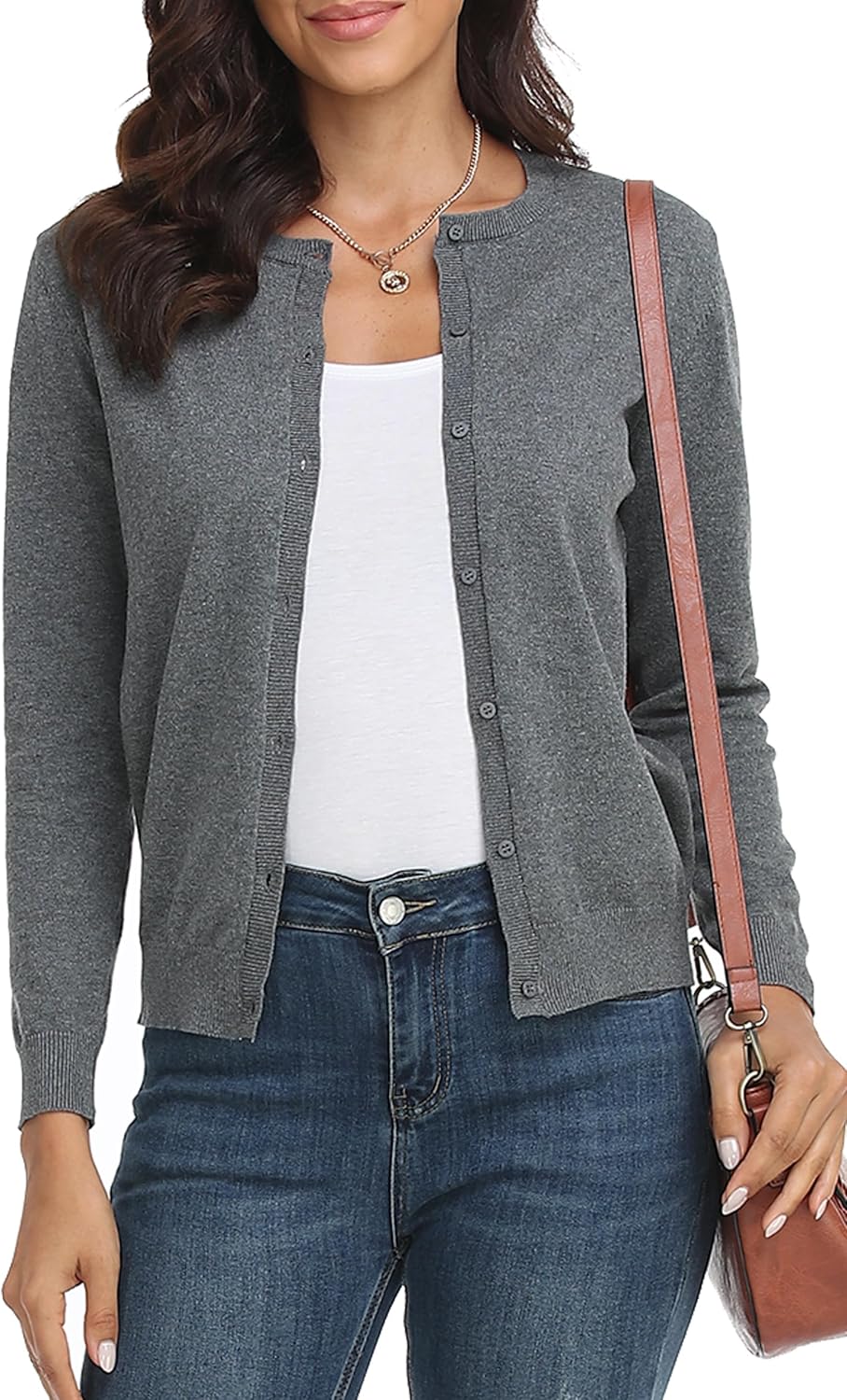 Thumbnail 6 de BERESIA Ladies Cardigan with Buttons – Classic Round Neck, Cotton-Blend Knit