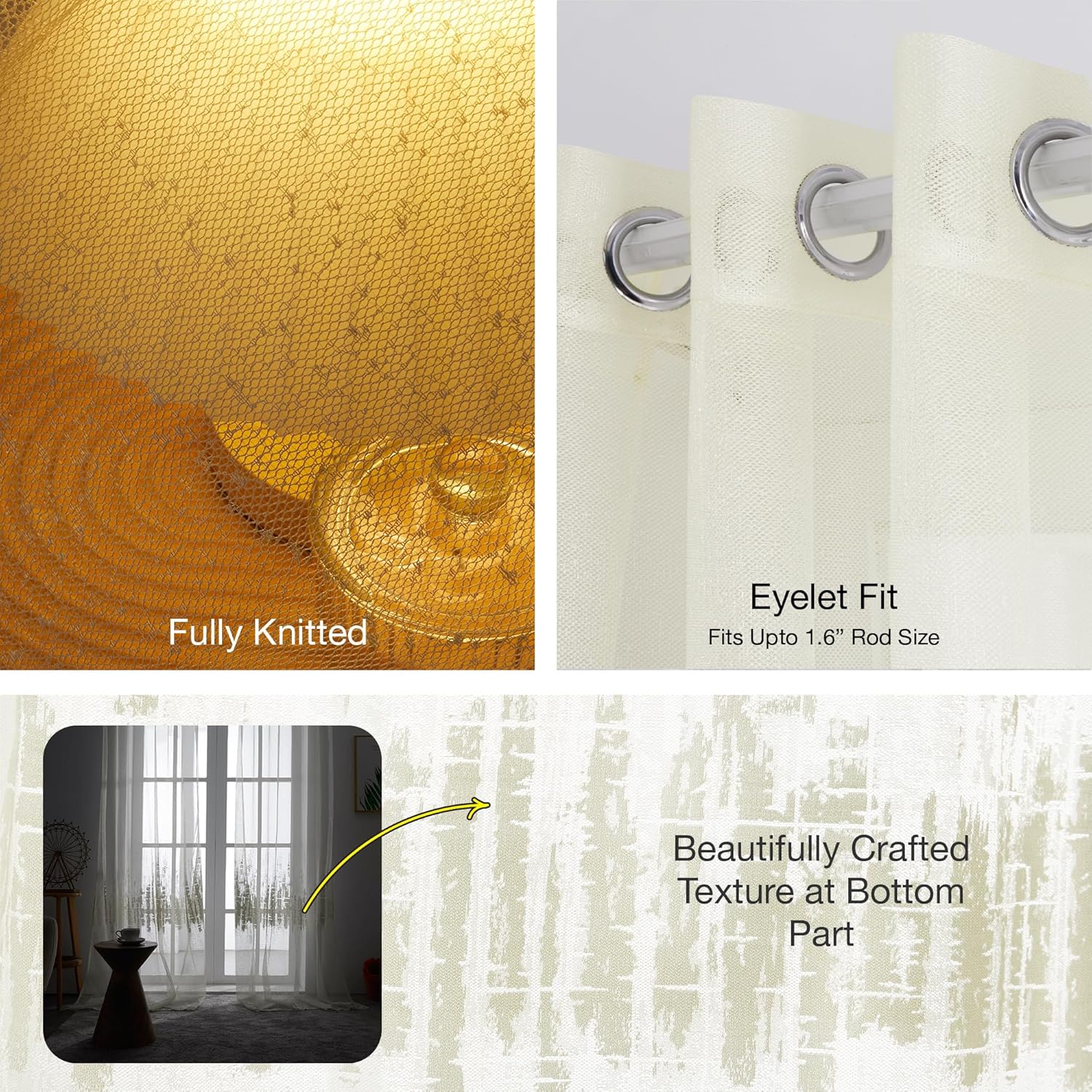 Thumbnail 6 de Rideaux voilage Deconovo (lot de 2) pour fenêtre 140 x 240 cm, beige