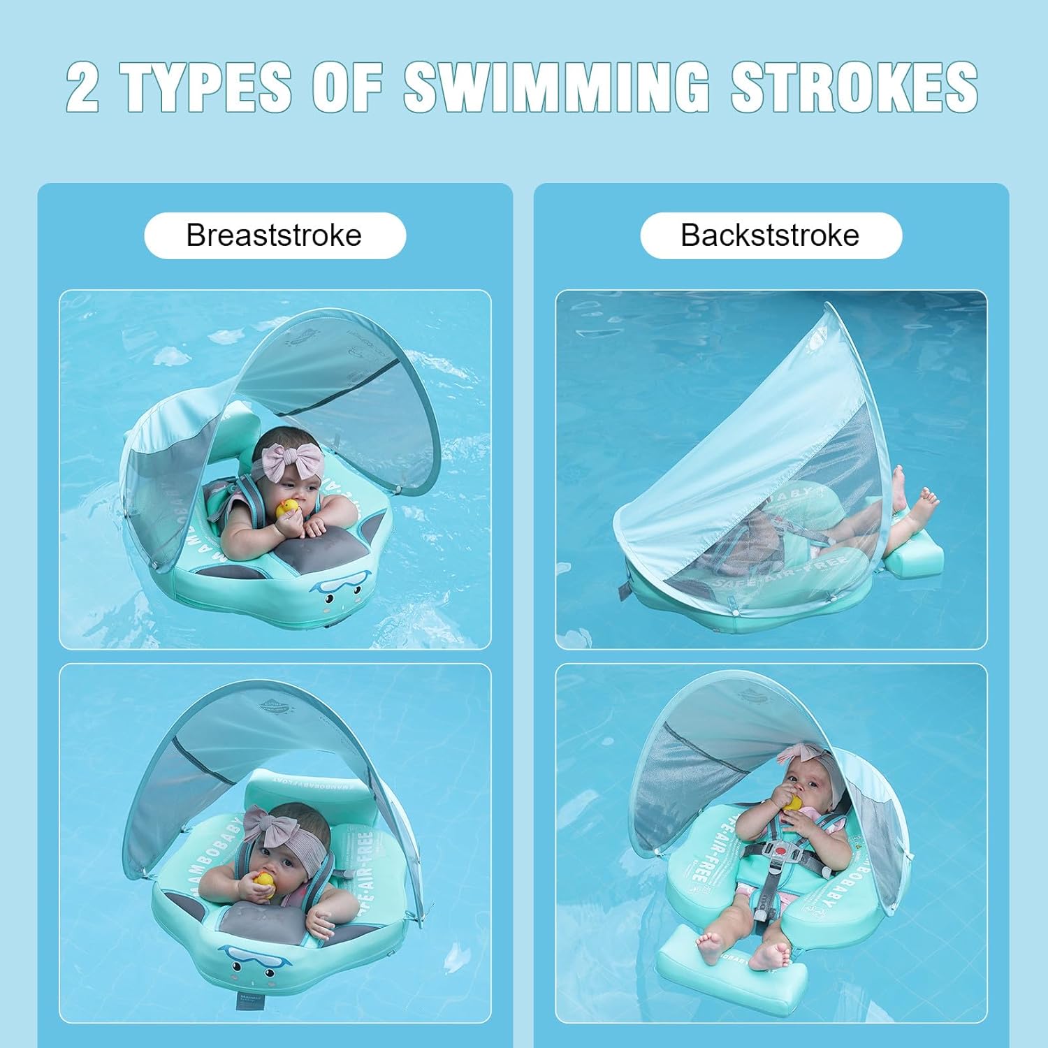 Thumbnail 3 de Lurui Baby Floats for Pool with Removable Canopy (Non-Inflatable) — Mambobaby Float for Infants 3–24 Months