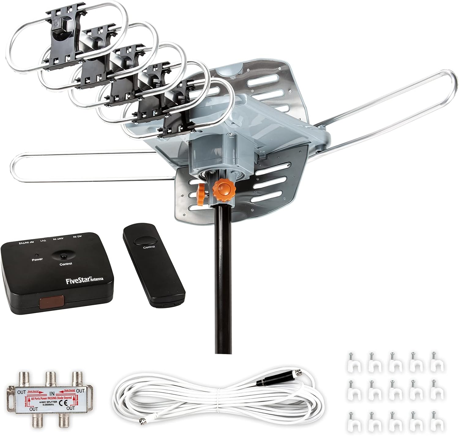 Detalle de Five Star Outdoor HDTV Antenna 150 Mile Long Range with 360° Rotation