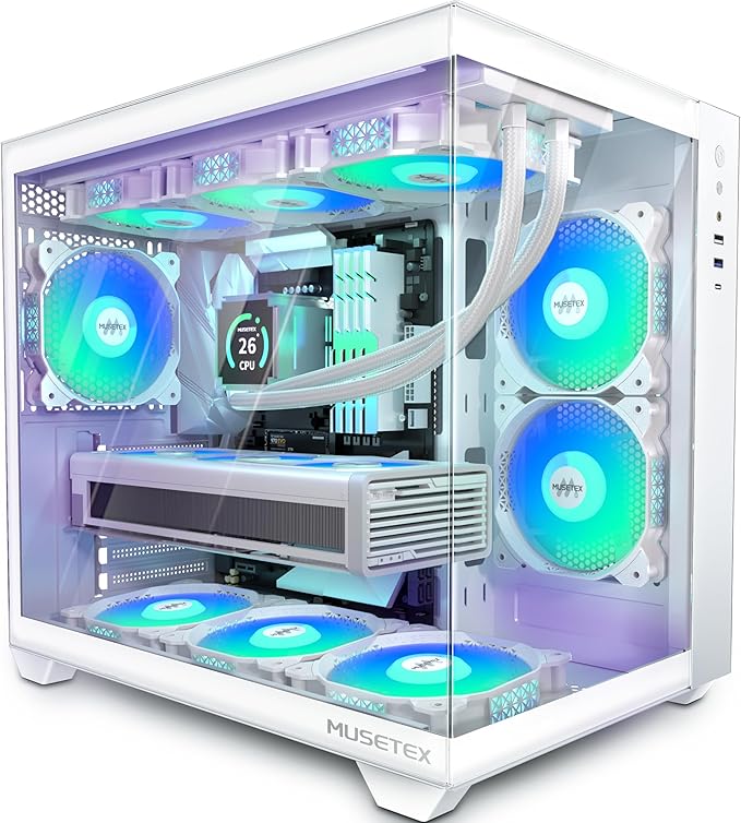 Detalle de MUSETEX Caja ATX con Ventiladores ARGB y Vista 270° 🌬