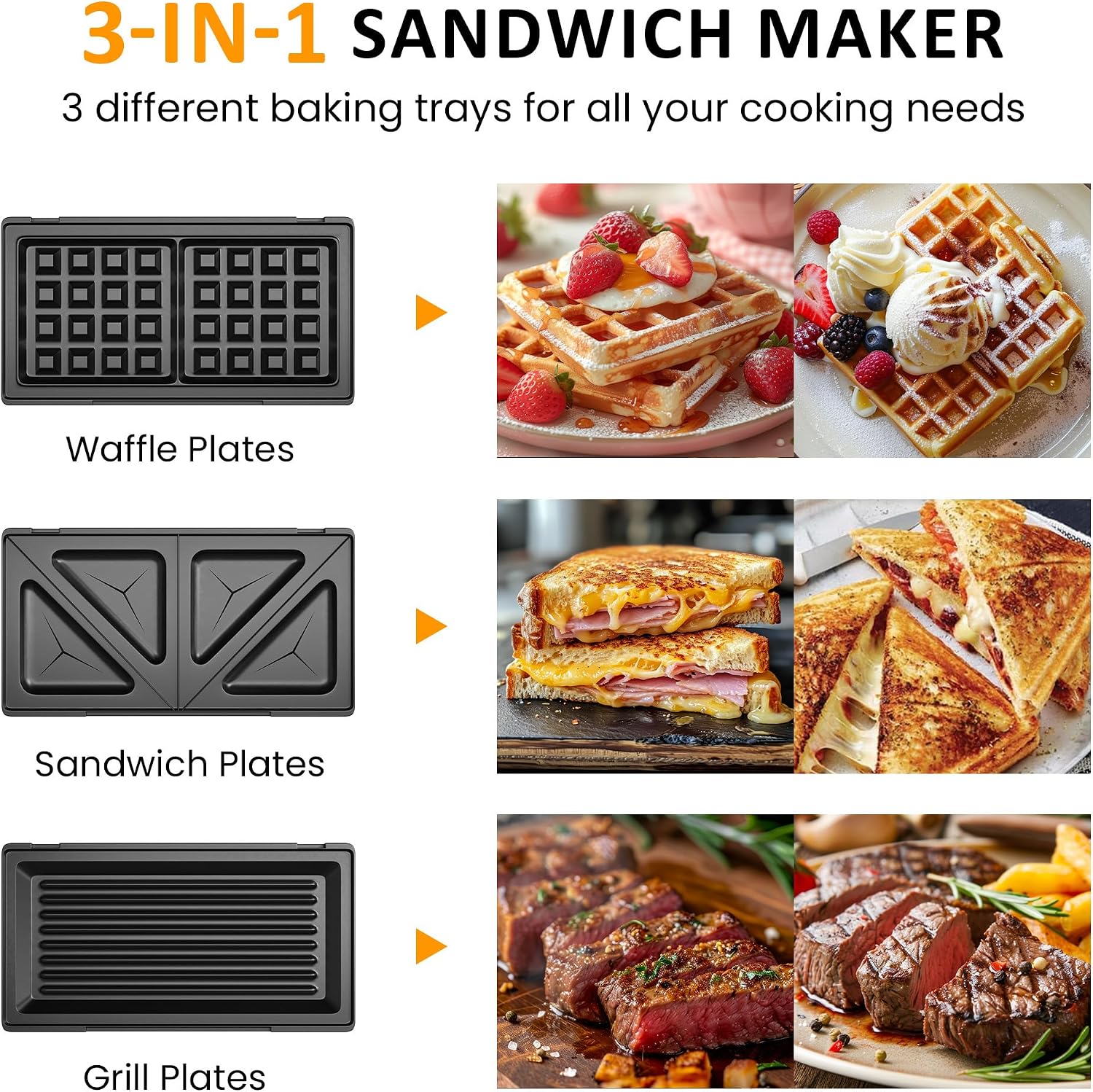 Thumbnail 1 de Electric Sandwich Maker, 750W