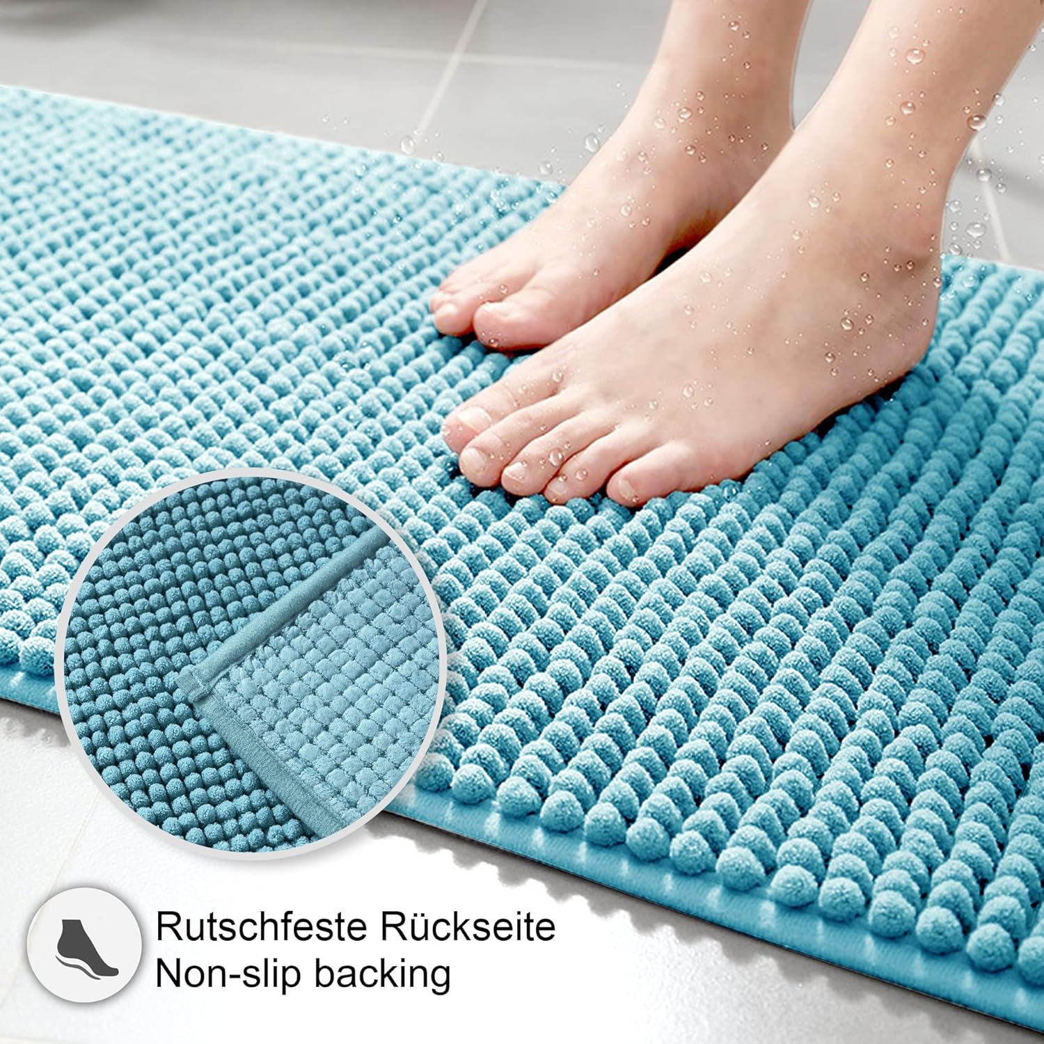 Thumbnail 5 de Decomira Badematte rutschfest – Chenille Badteppich 70x120 cm, Petrol Türkis