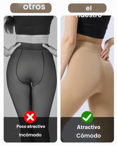 Detalle de HOWIN medias térmicas de mujer con efecto transparente y forro polar